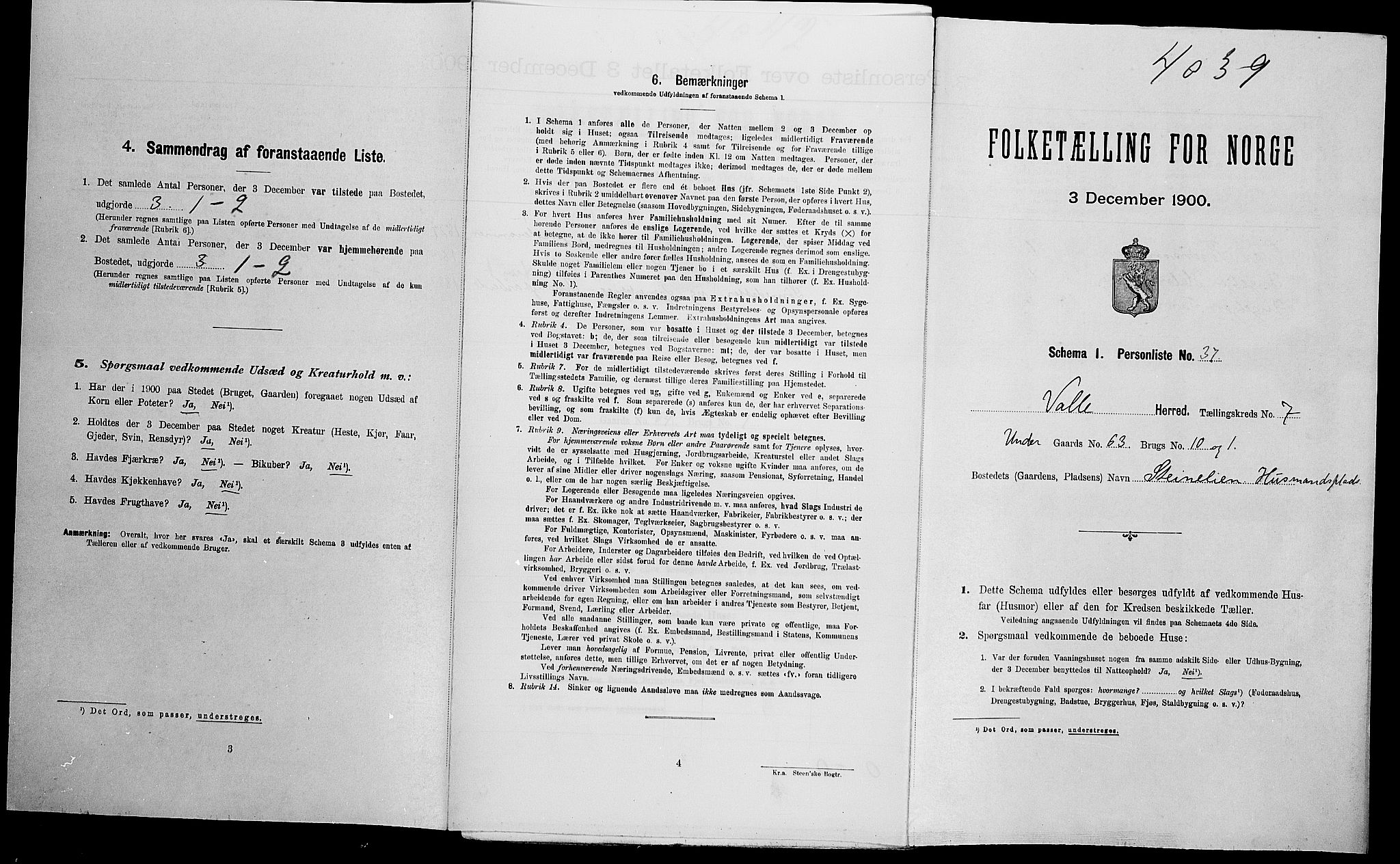 SAK, Folketelling 1900 for 0940 Valle herred, 1900, s. 658