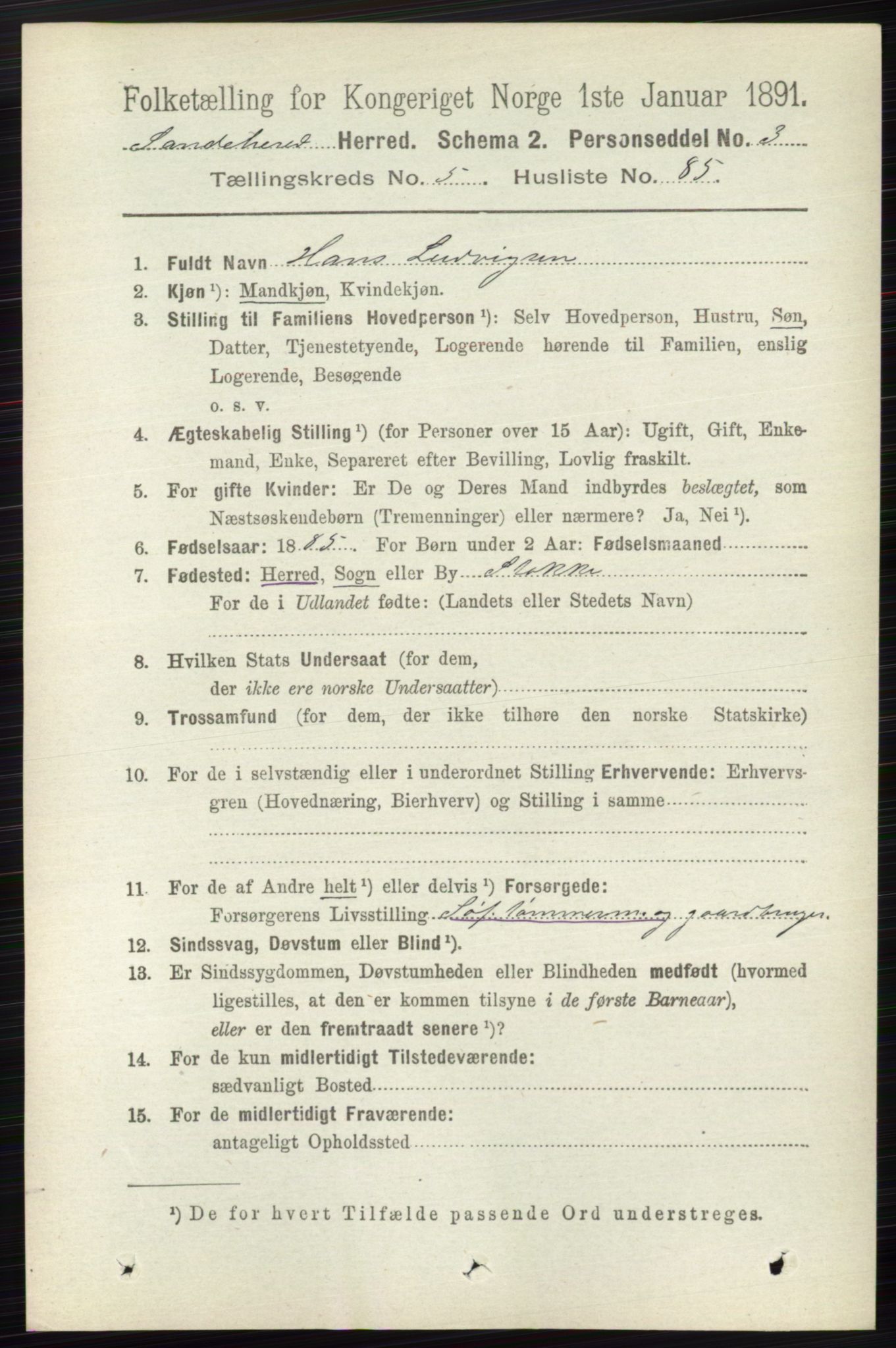 RA, Folketelling 1891 for 0724 Sandeherred herred, 1891, s. 3227
