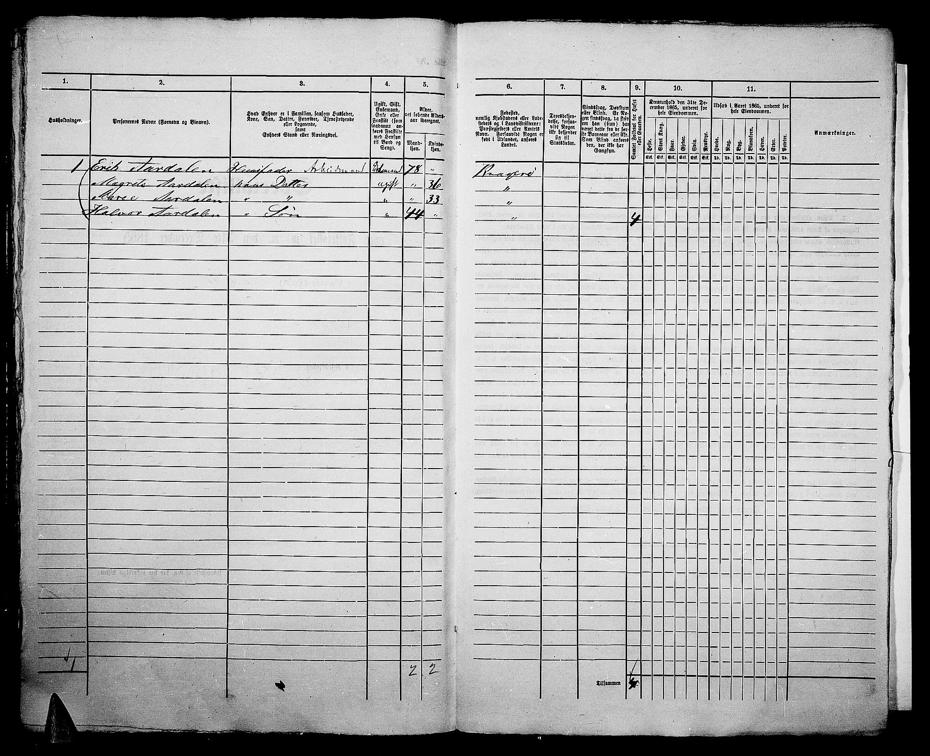 RA, Folketelling 1865 for 0801B Kragerø prestegjeld, Kragerø kjøpstad, 1865, s. 1141