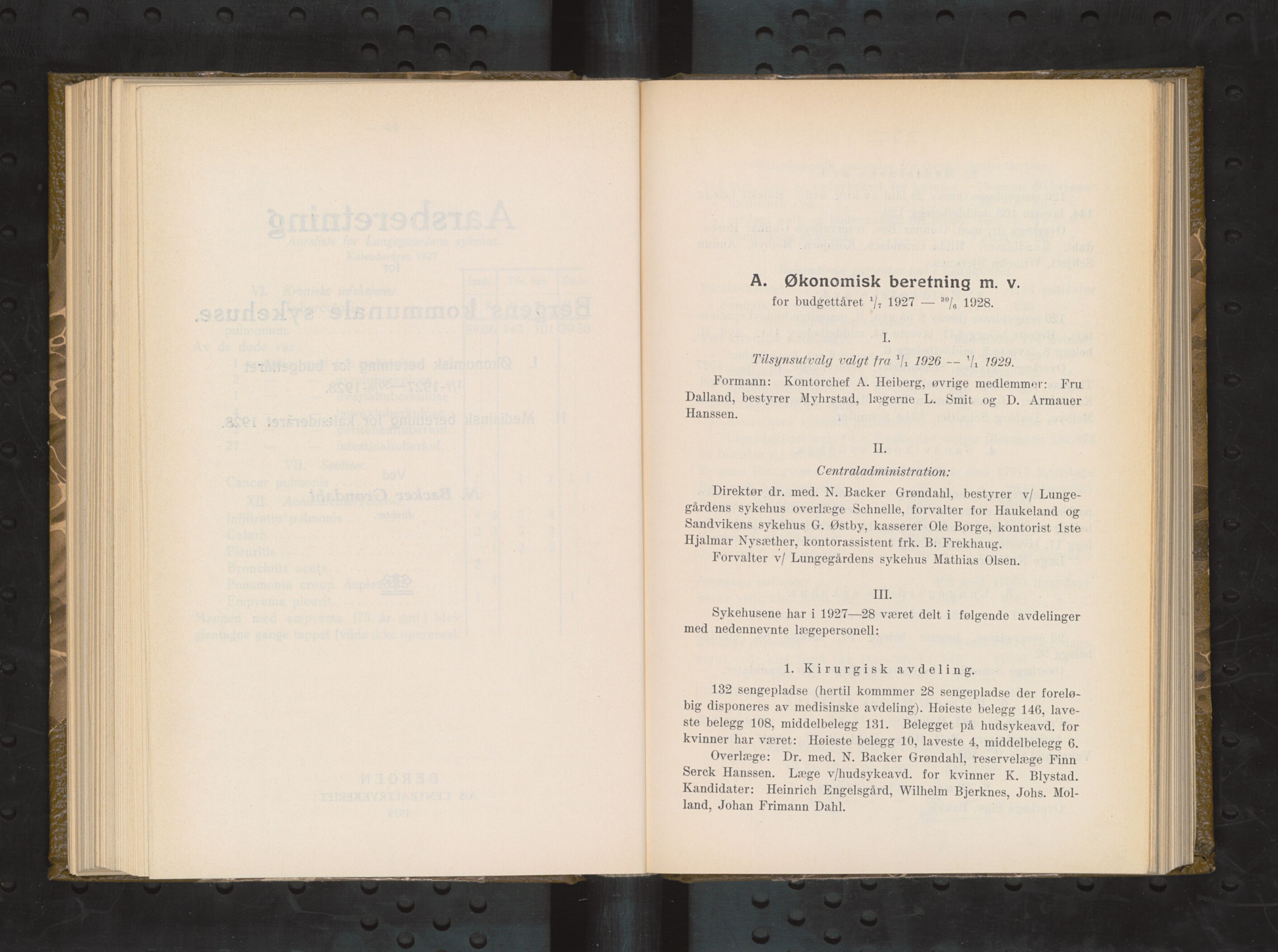 Haukeland Sykehus, Direktøren, BBA/A-2050.04/Æa/L0003: Årsberetninger 1921-1929, 1921-1929, s. 127