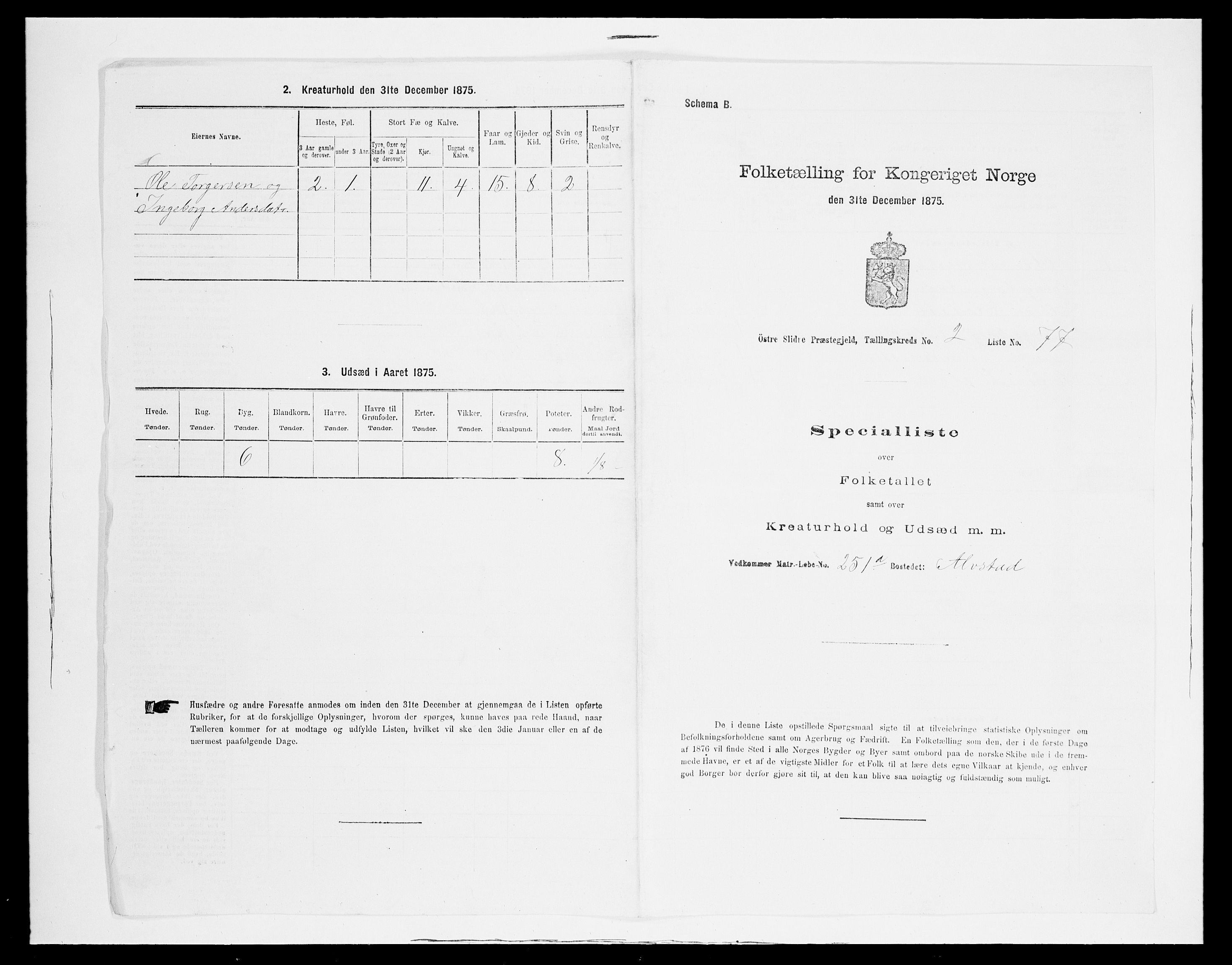 SAH, Folketelling 1875 for 0544P Øystre Slidre prestegjeld, 1875, s. 327