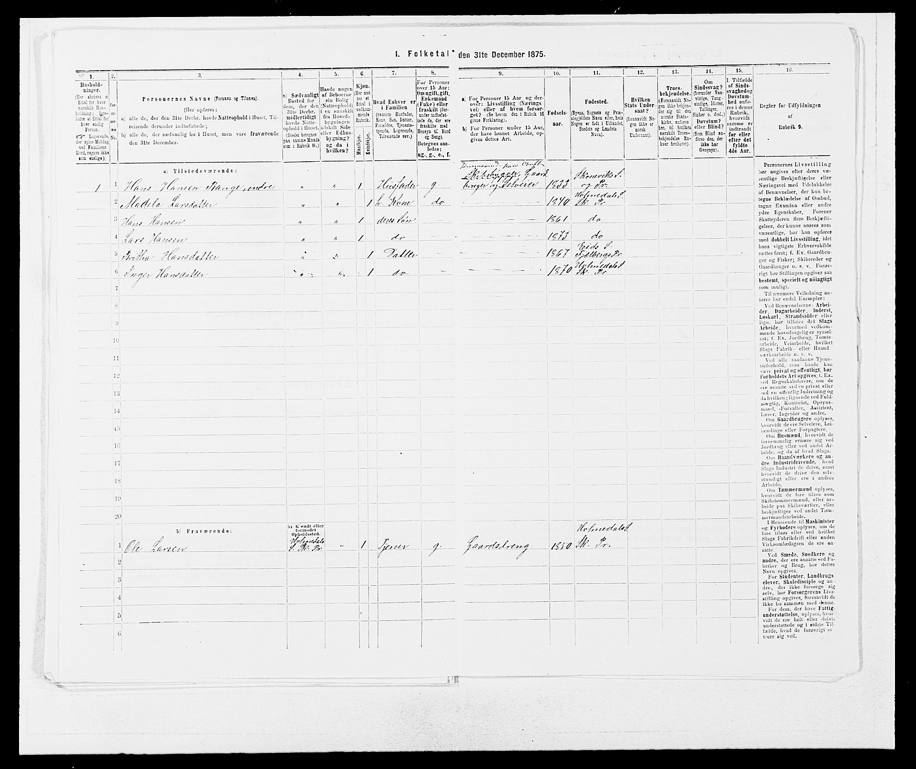 SAB, Folketelling 1875 for 1212P Skånevik prestegjeld, 1875, s. 357