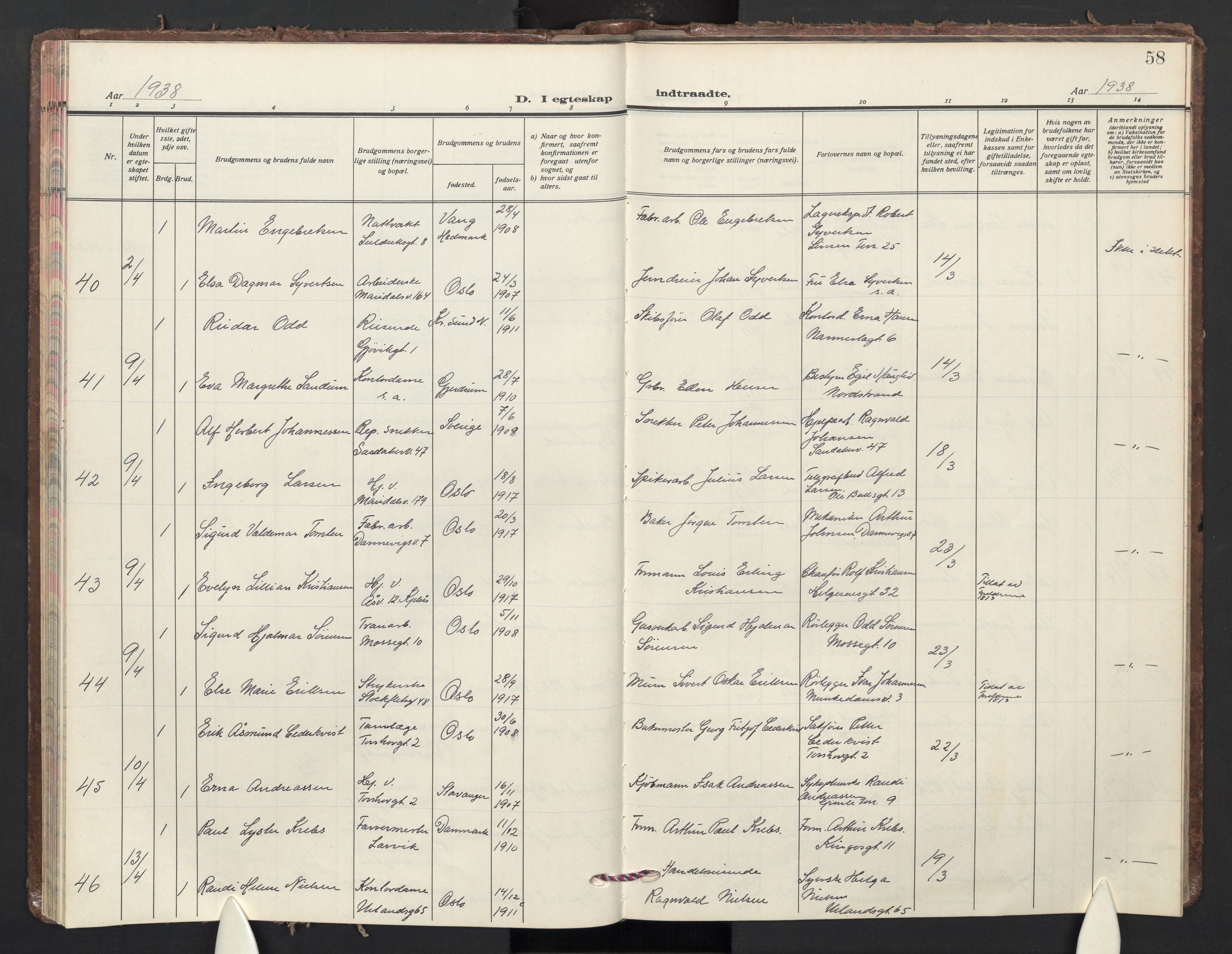 Sagene prestekontor Kirkebøker, AV/SAO-A-10796/F/L0018: Ministerialbok nr. 18, 1935-1940, s. 58