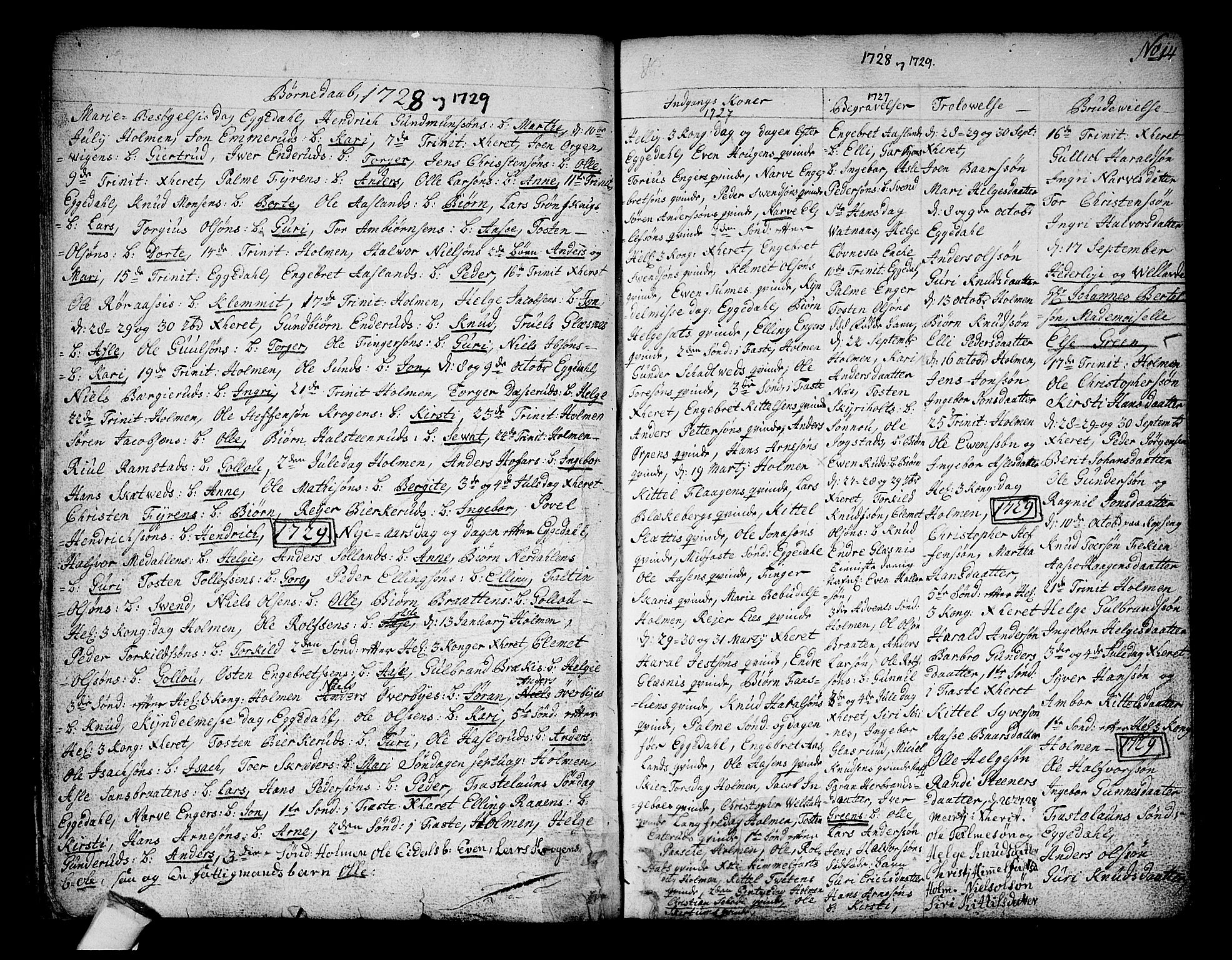 Sigdal kirkebøker, AV/SAKO-A-245/F/Fa/L0001: Ministerialbok nr. I 1, 1722-1777, s. 14
