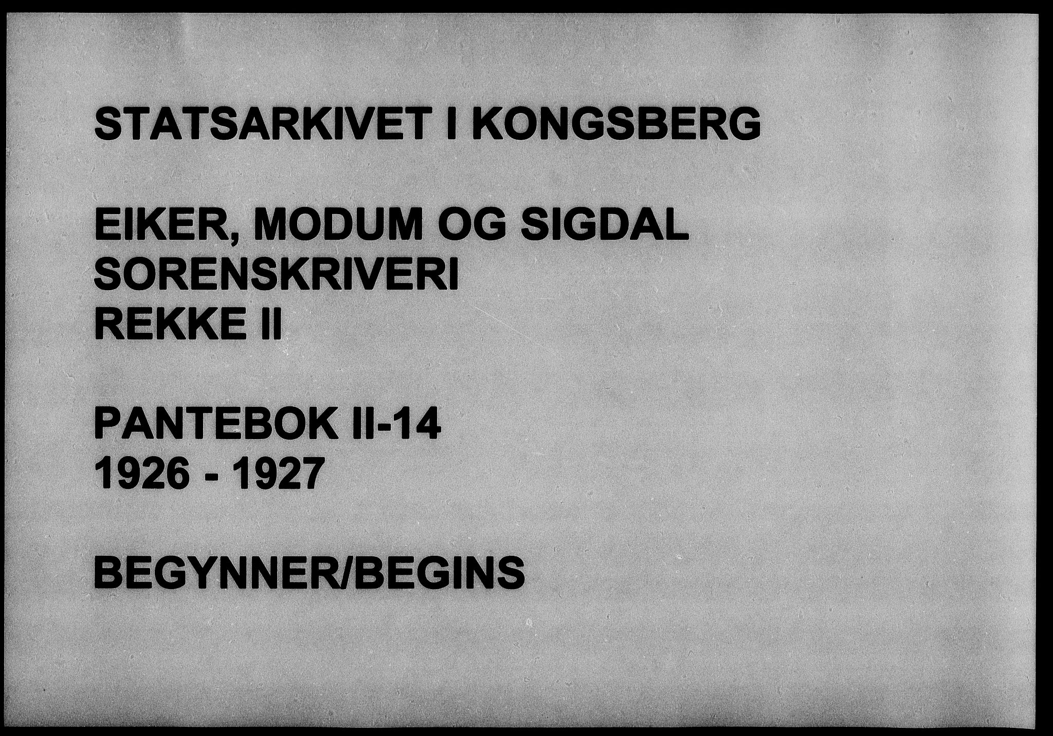 Eiker, Modum og Sigdal sorenskriveri, AV/SAKO-A-123/G/Ga/Gab/L0014: Pantebok nr. II 14, 1926-1927