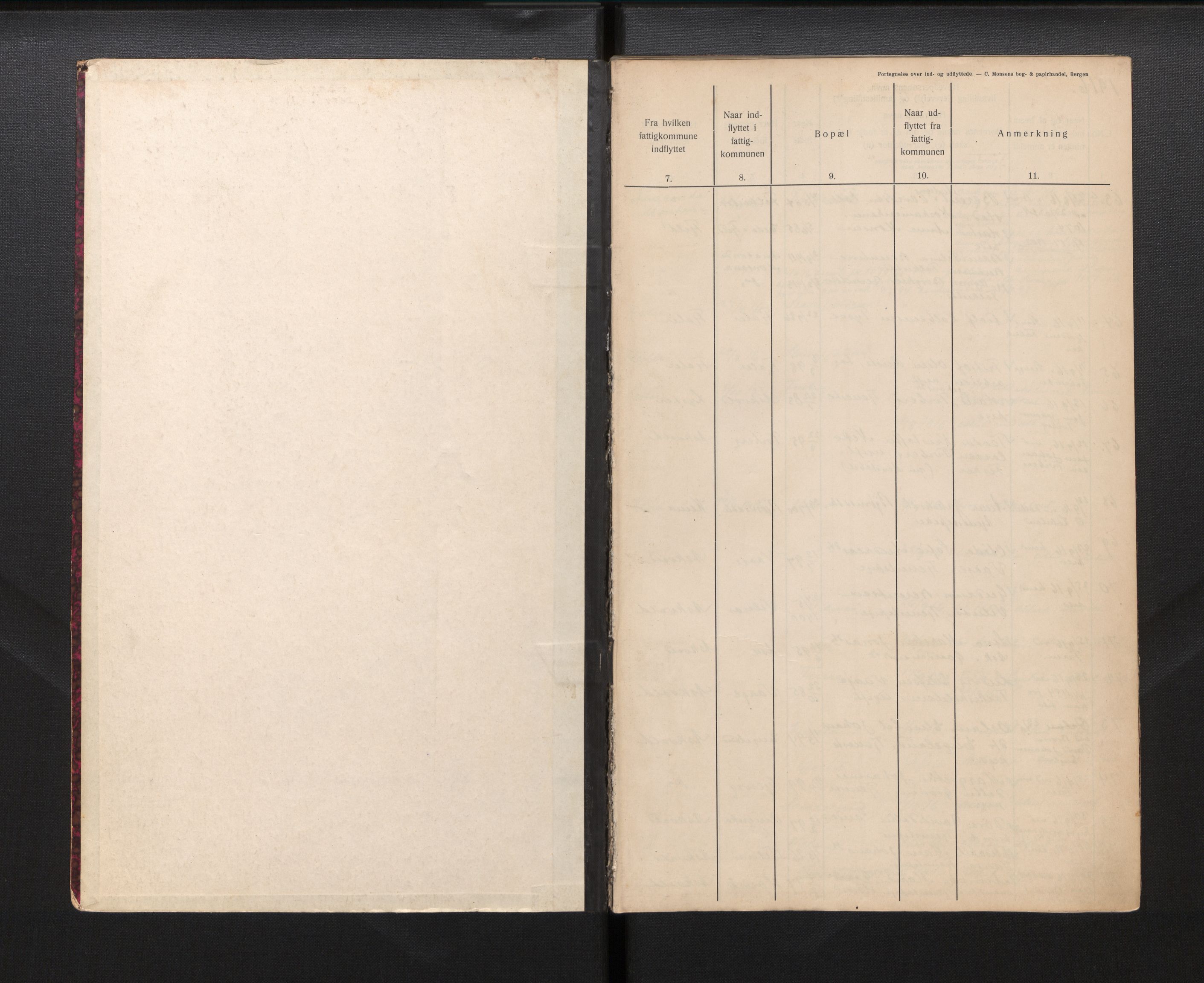 Lensmannen i Askvoll, SAB/A-26301/0020/L0002: Protokoll over inn- og utflytte, 1916-1926