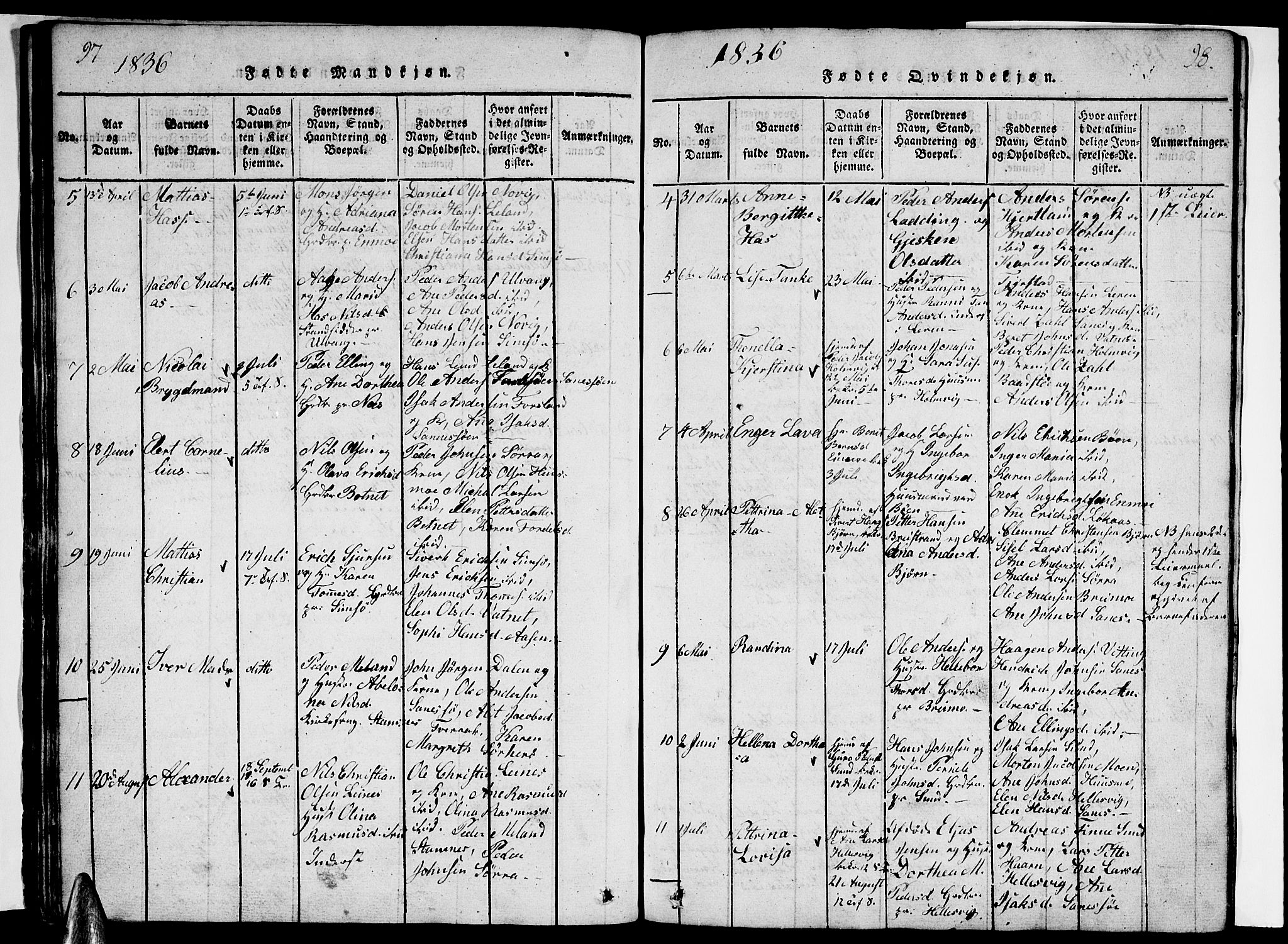 Ministerialprotokoller, klokkerbøker og fødselsregistre - Nordland, AV/SAT-A-1459/831/L0474: Klokkerbok nr. 831C01, 1820-1850, s. 97-98