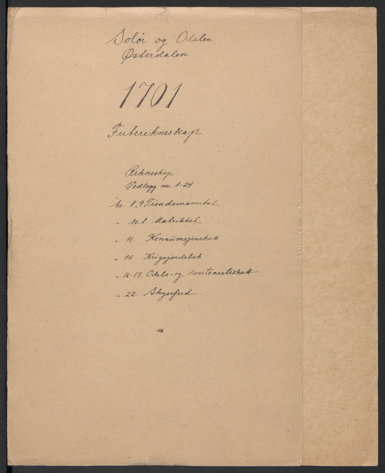 Rentekammeret inntil 1814, Reviderte regnskaper, Fogderegnskap, RA/EA-4092/R13/L0839: Fogderegnskap Solør, Odal og Østerdal, 1701, s. 2