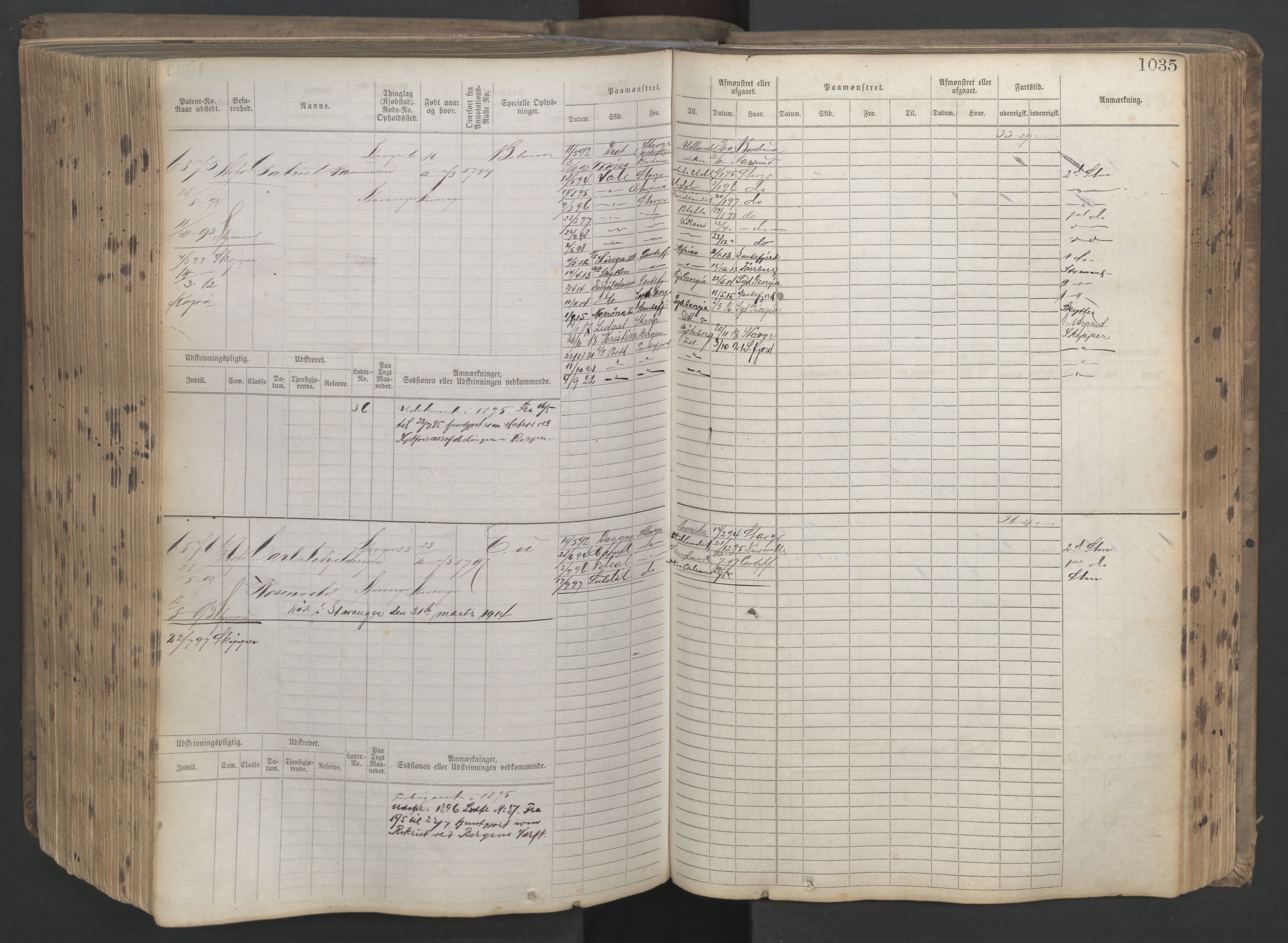 Stavanger sjømannskontor, AV/SAST-A-102006/F/Fb/Fbb/L0021: Sjøfartshovedrulle patnentnr. 6005-7204 (dublett), 1887, s. 440