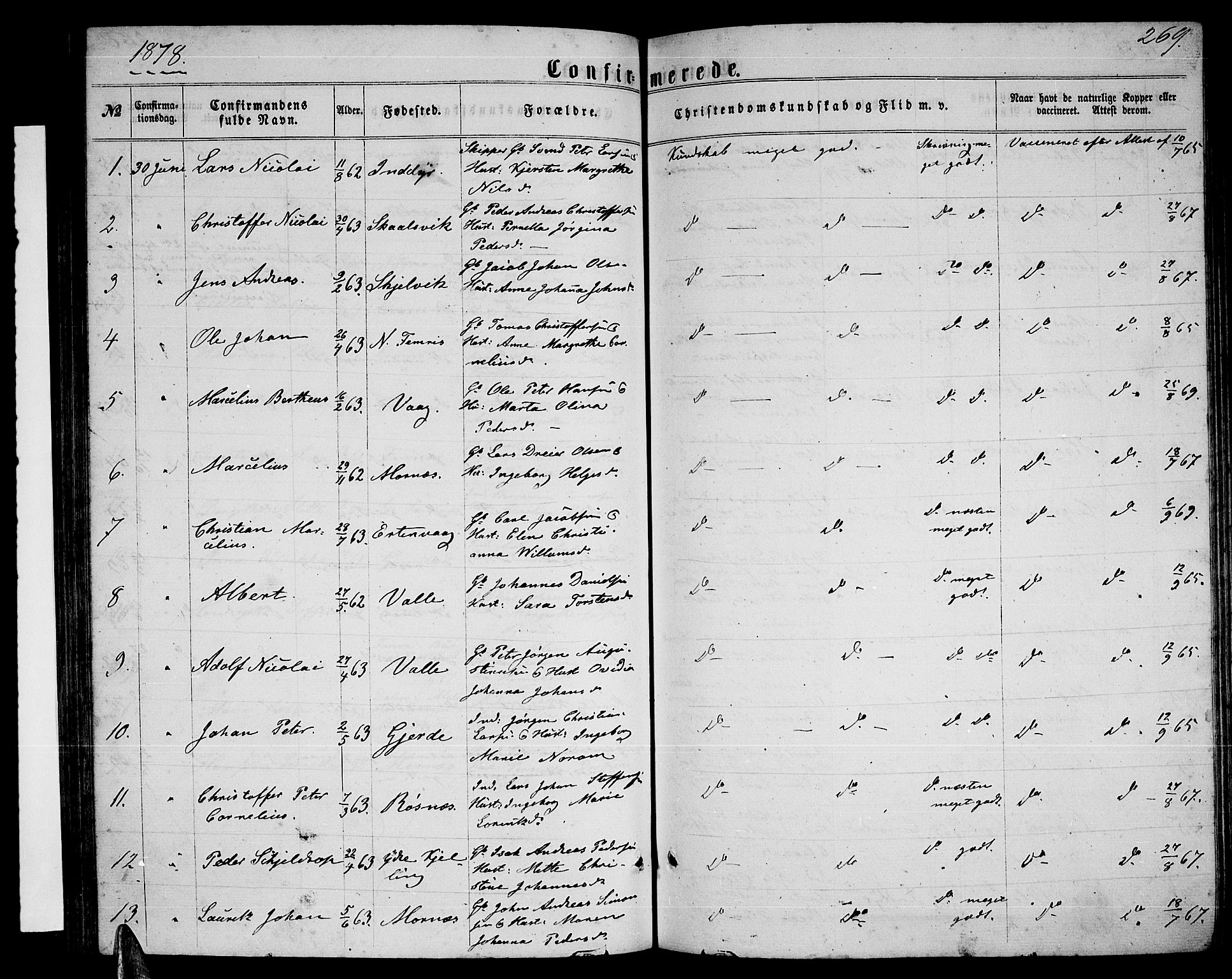 Ministerialprotokoller, klokkerbøker og fødselsregistre - Nordland, AV/SAT-A-1459/805/L0107: Klokkerbok nr. 805C03, 1862-1885, s. 269