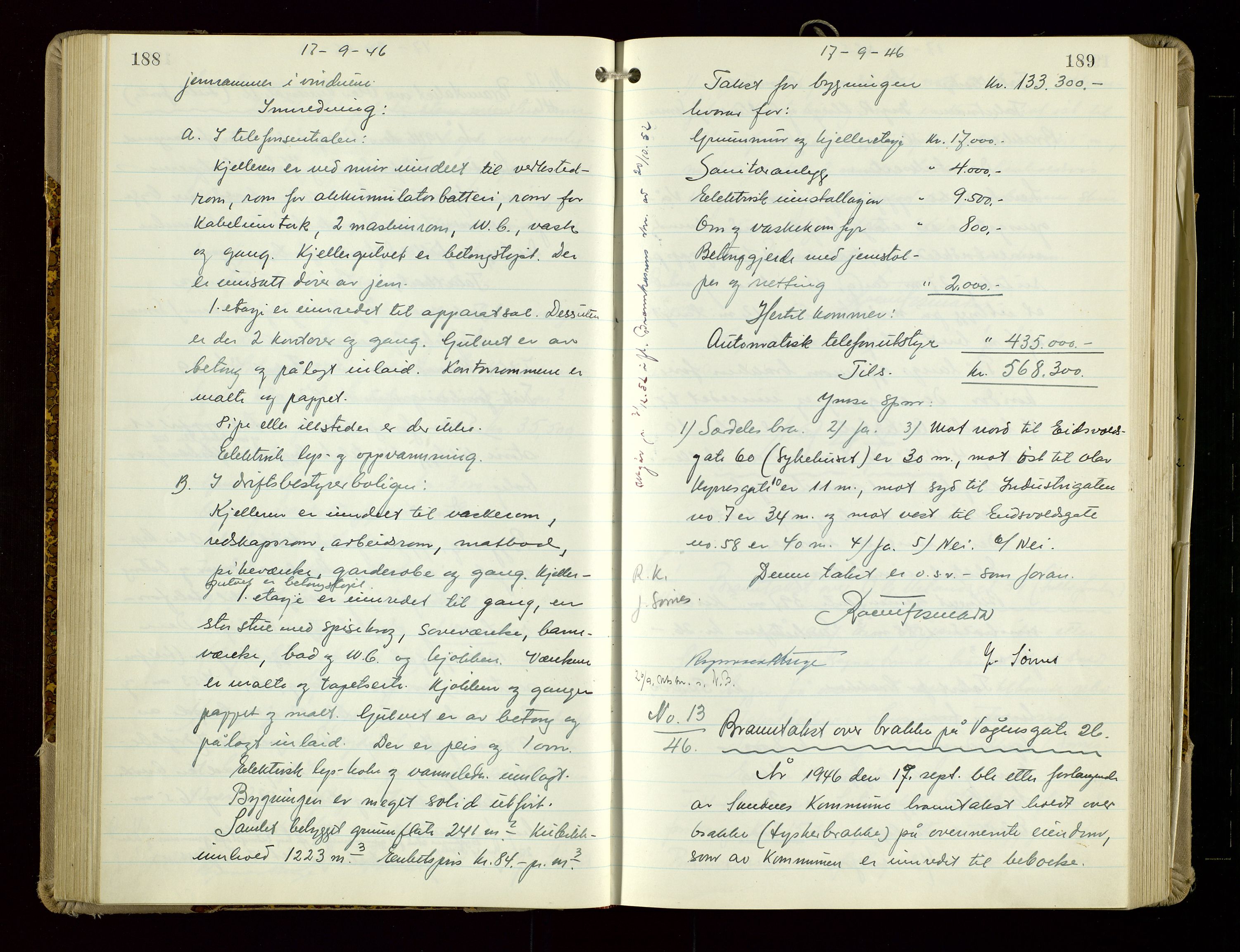 Sandnes lensmannskontor, AV/SAST-A-100167/Goa/L0006: "Brandtakstprotokol", 1943-1954, s. 188-189