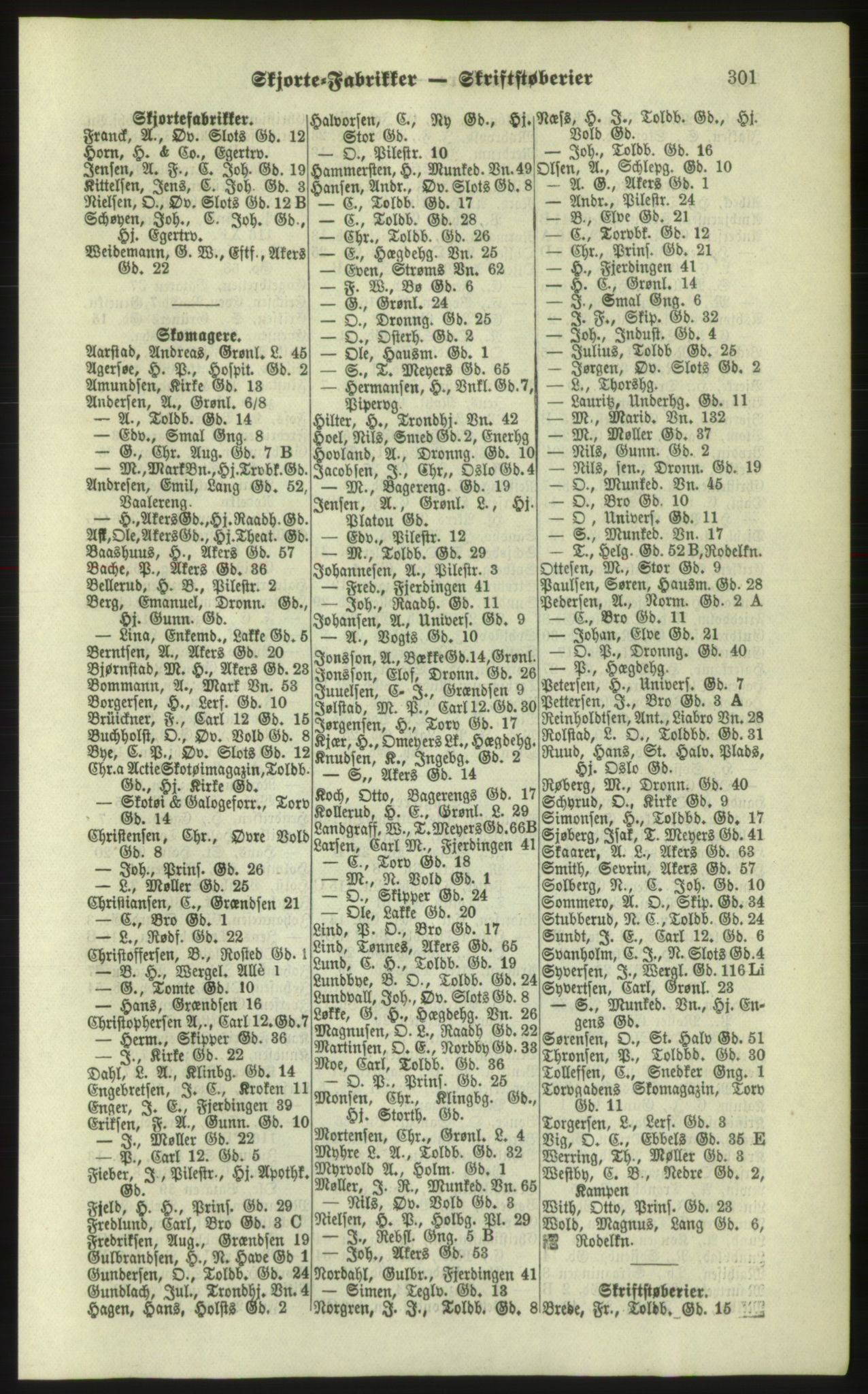 Kristiania/Oslo adressebok, PUBL/-, 1879, s. 301