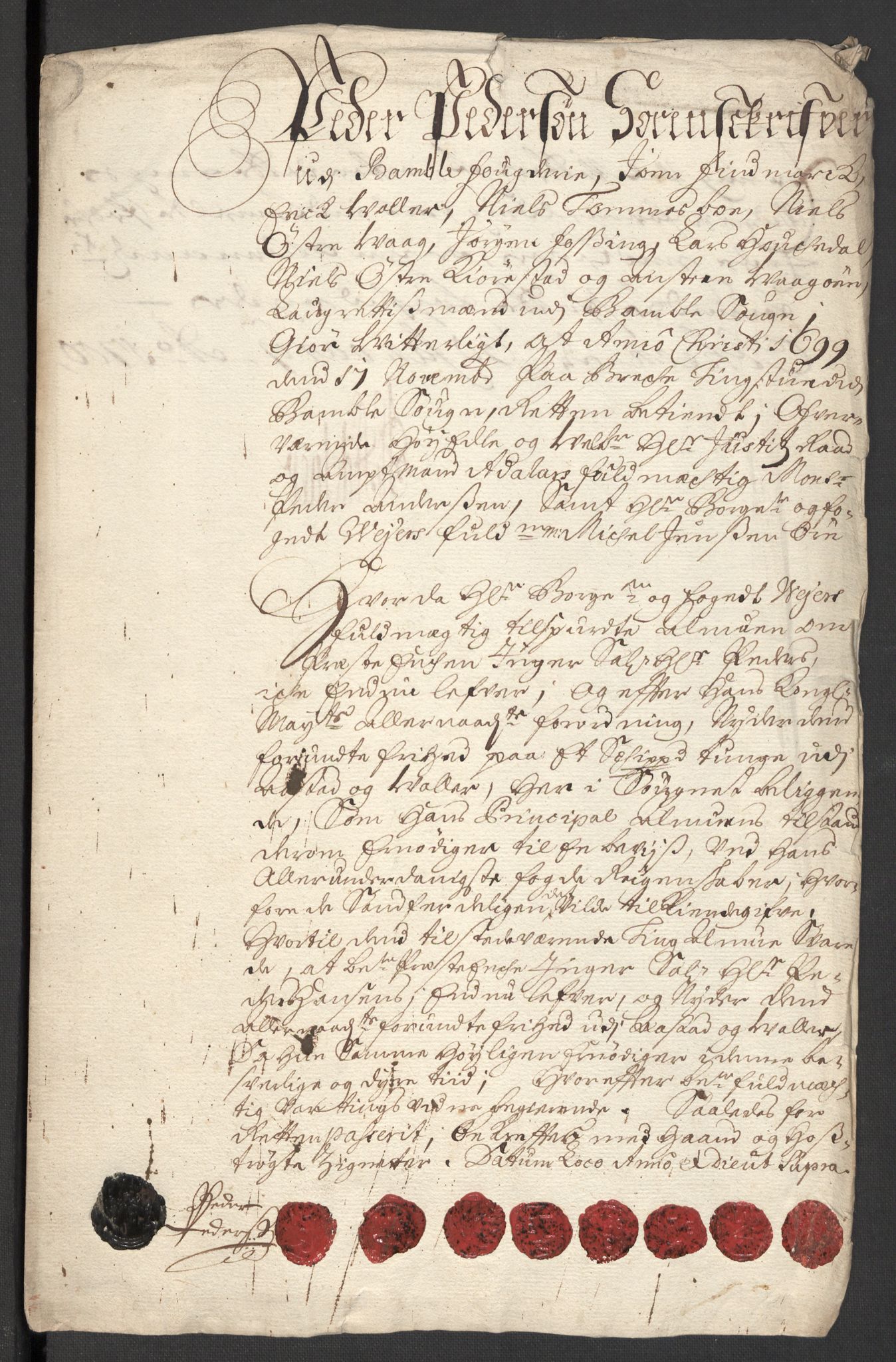 Rentekammeret inntil 1814, Reviderte regnskaper, Fogderegnskap, AV/RA-EA-4092/R36/L2101: Fogderegnskap Øvre og Nedre Telemark og Bamble, 1699, s. 302