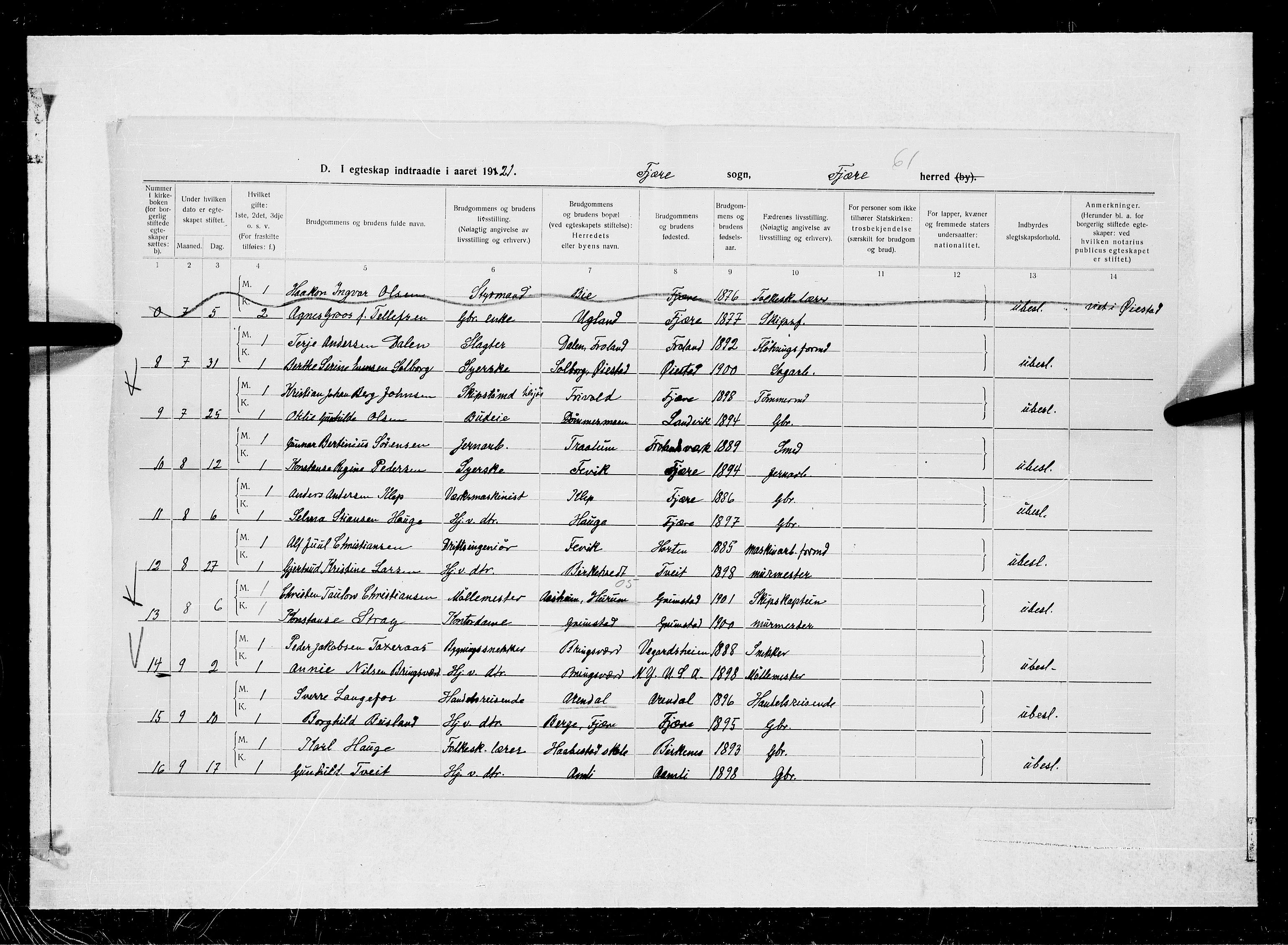 Fjære sokneprestkontor, AV/SAK-1111-0011/F/Fa/L0003: Ministerialbok nr. A 3.2, 1921-1933