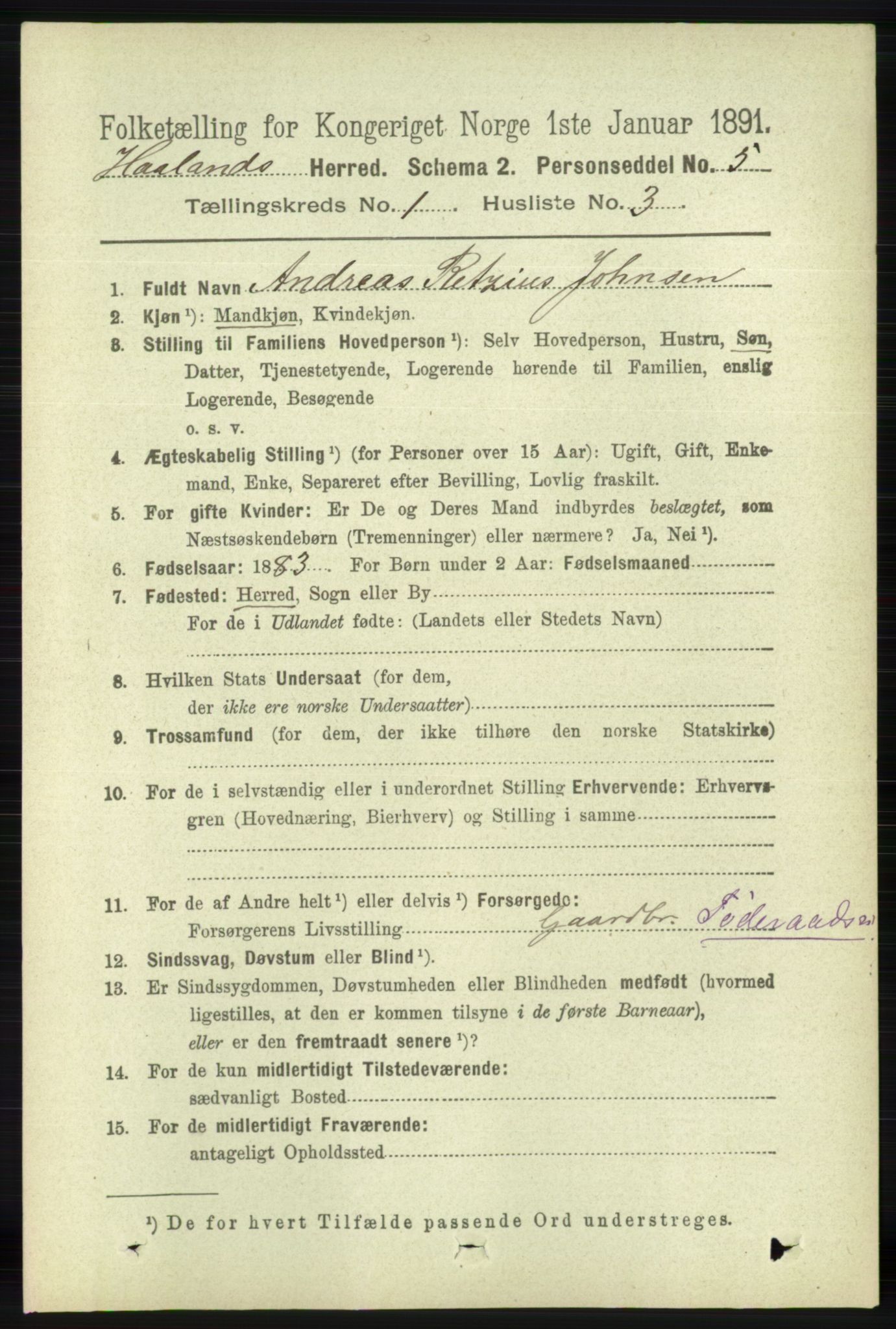 RA, Folketelling 1891 for 1124 Haaland herred, 1891, s. 152