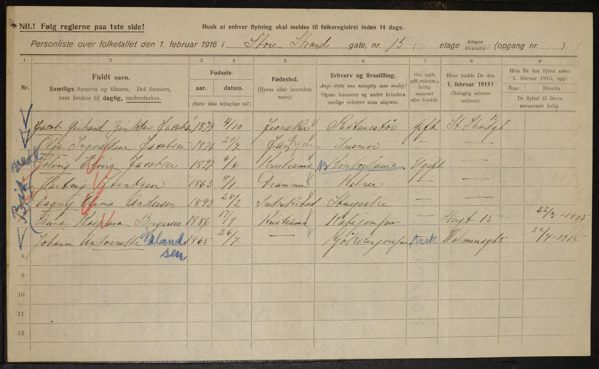 OBA, Kommunal folketelling 1.2.1916 for Kristiania, 1916, s. 105697