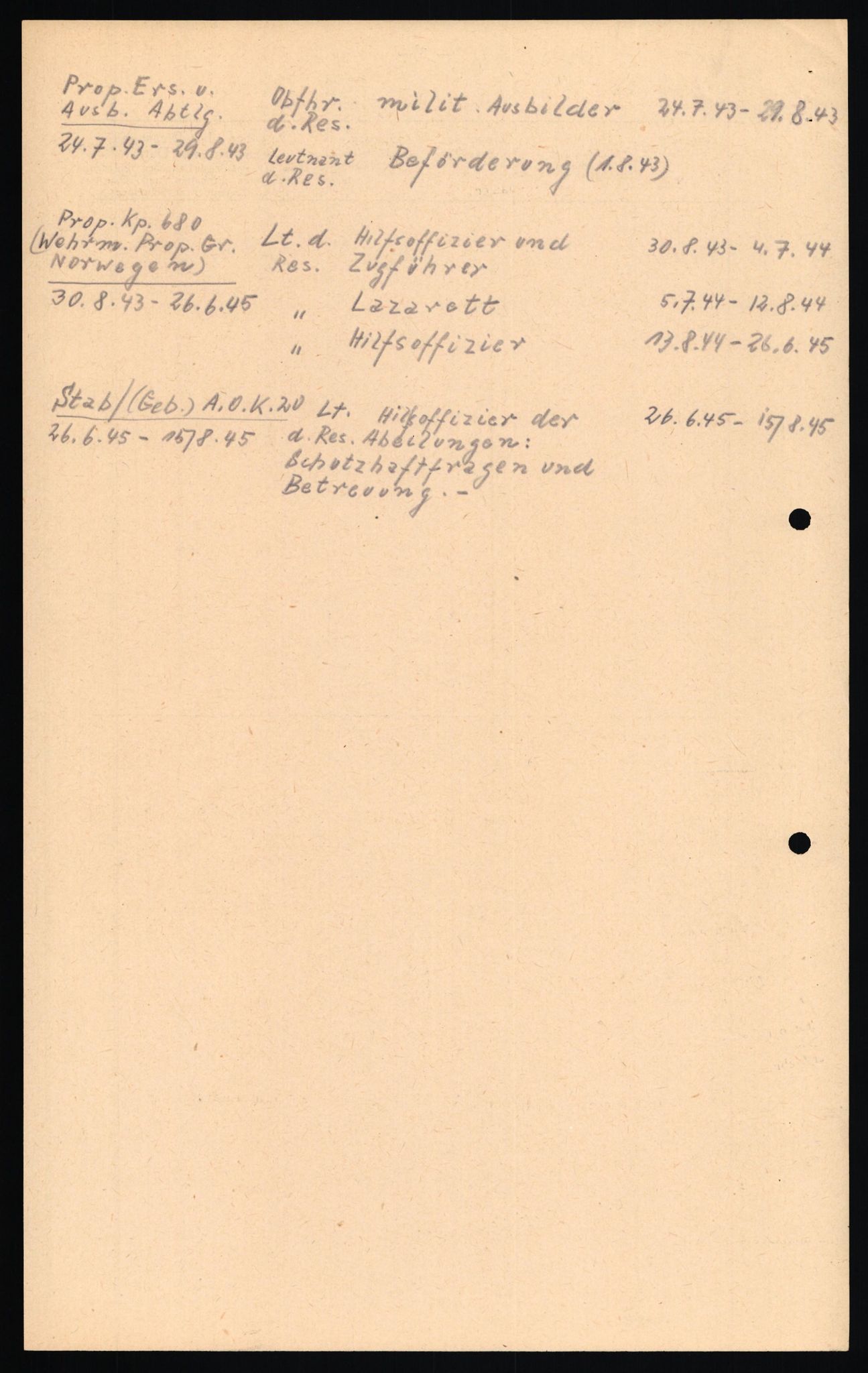 Forsvaret, Forsvarets overkommando II, AV/RA-RAFA-3915/D/Db/L0026: CI Questionaires. Tyske okkupasjonsstyrker i Norge. Tyskere., 1945-1946, s. 405