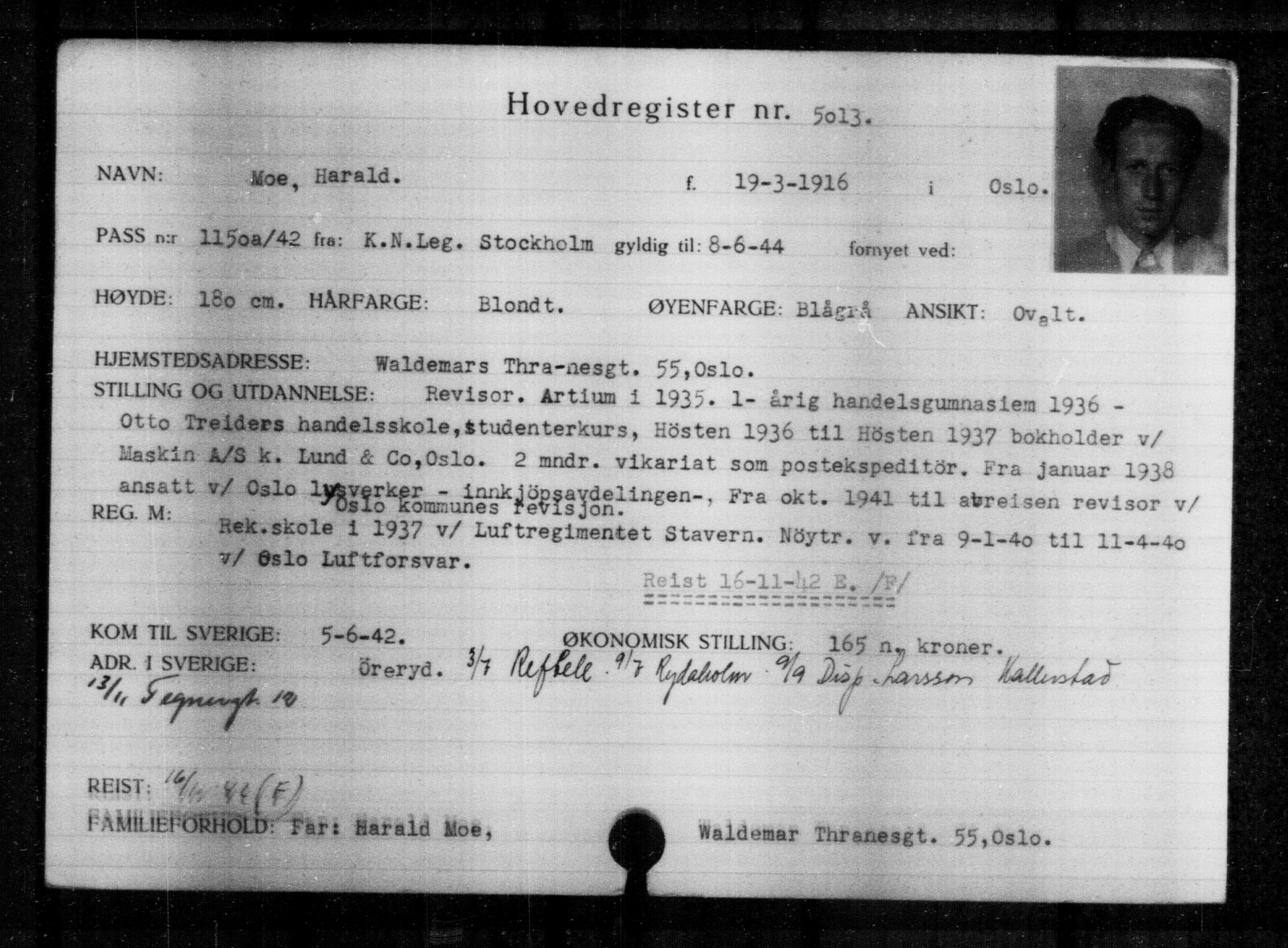Utenriksstasjonene, Legasjonen i Stockholm, Flyktningkontoret, AV/RA-S-6753/V/Va/L0004: Kjesäterkartoteket, flyktninger med registreringsnr. 3496-6610, 1940-1945, s. 1798