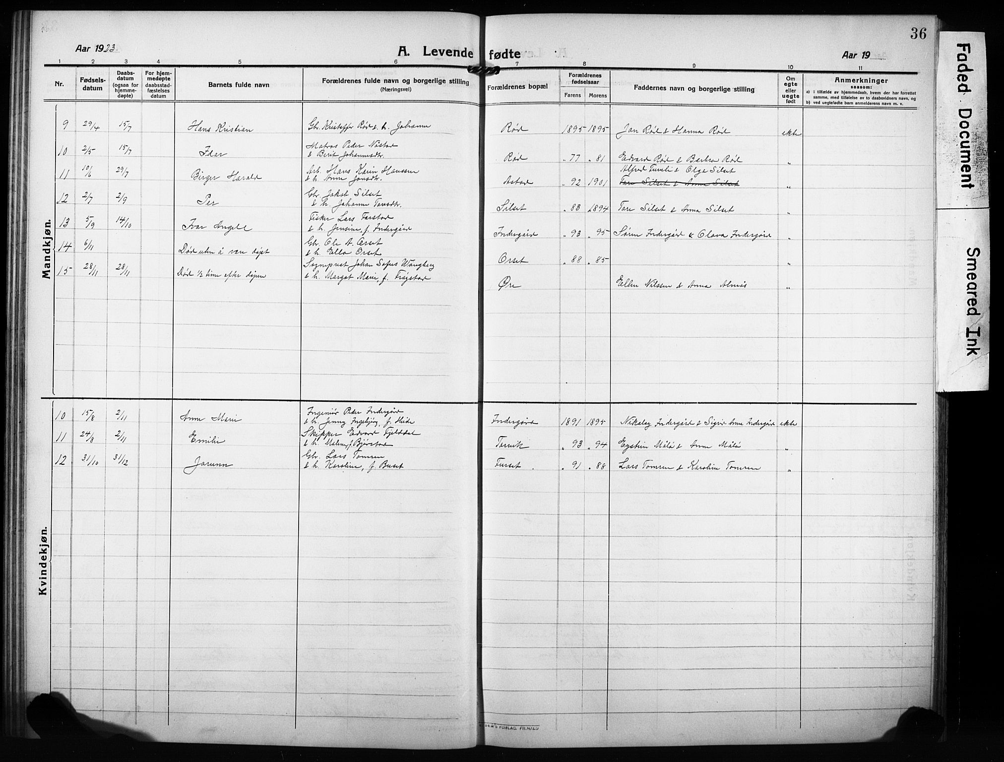 Ministerialprotokoller, klokkerbøker og fødselsregistre - Møre og Romsdal, SAT/A-1454/584/L0970: Klokkerbok nr. 584C03, 1912-1932, s. 36