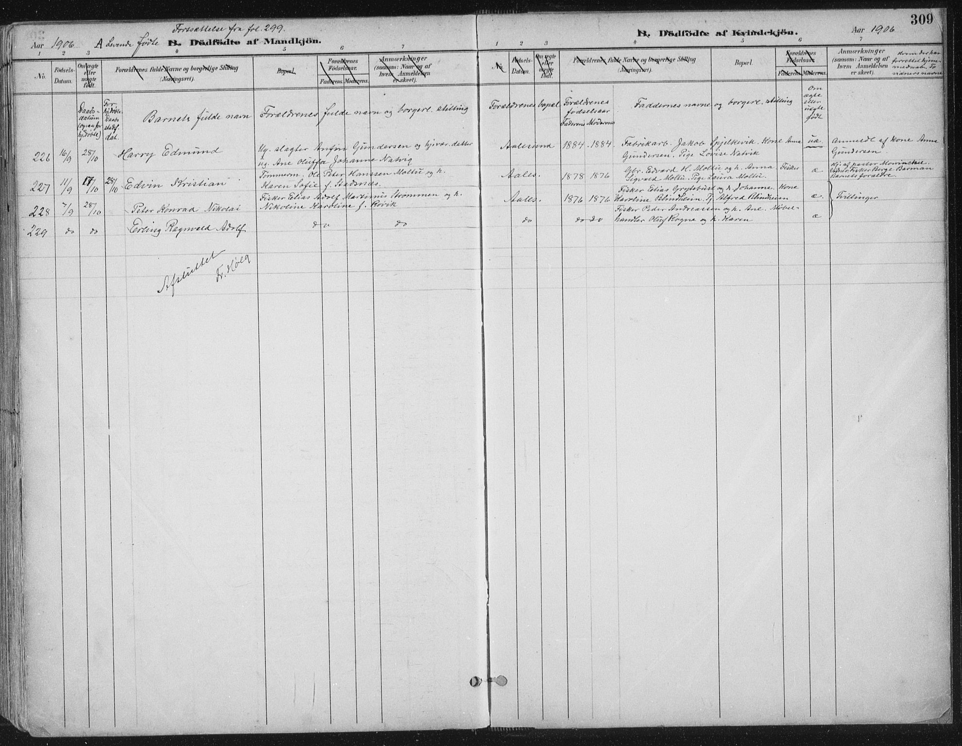 Ministerialprotokoller, klokkerbøker og fødselsregistre - Møre og Romsdal, SAT/A-1454/529/L0456: Ministerialbok nr. 529A06, 1894-1906, s. 309