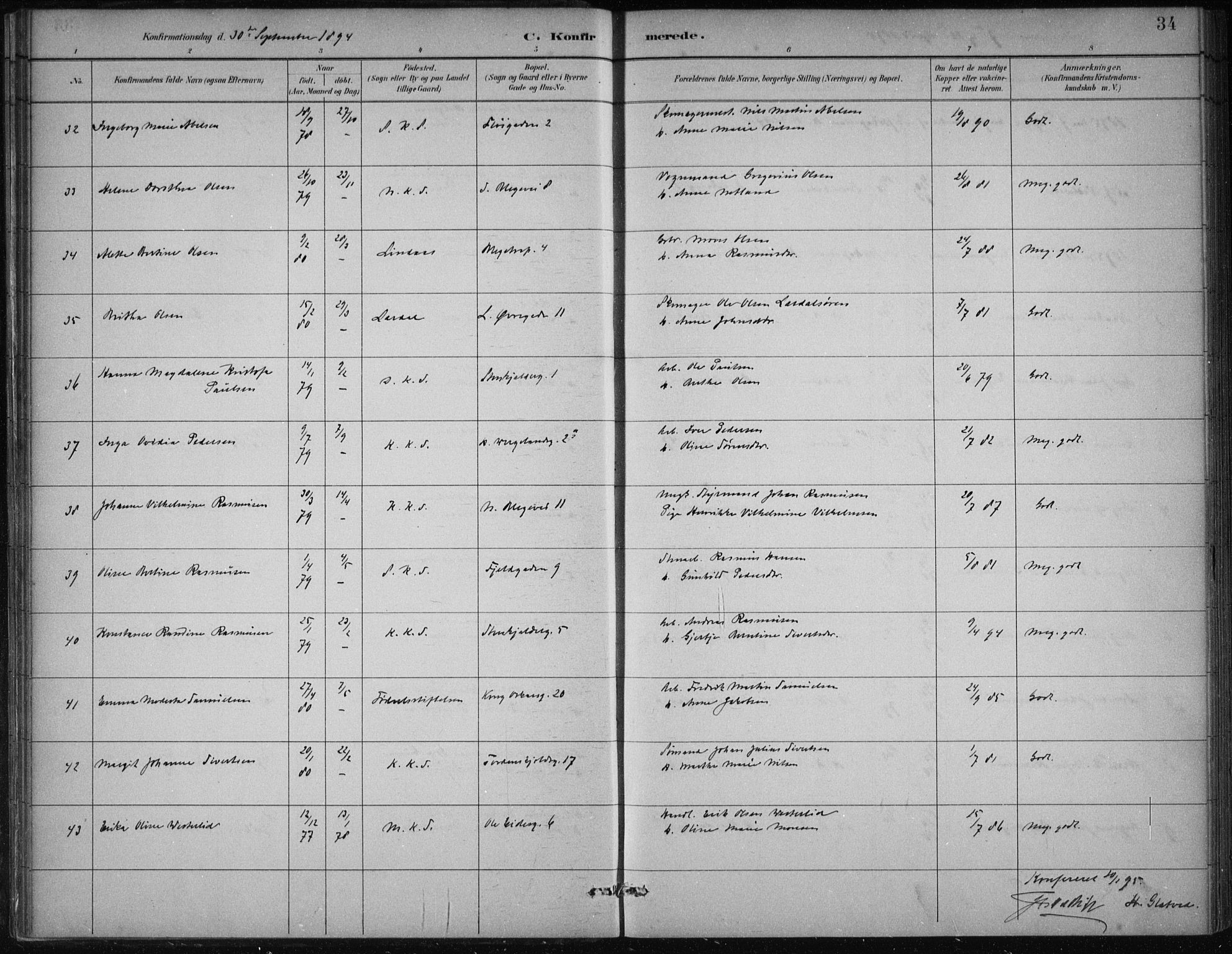 Korskirken sokneprestembete, SAB/A-76101/H/Hab: Klokkerbok nr. C 4, 1893-1905, s. 34