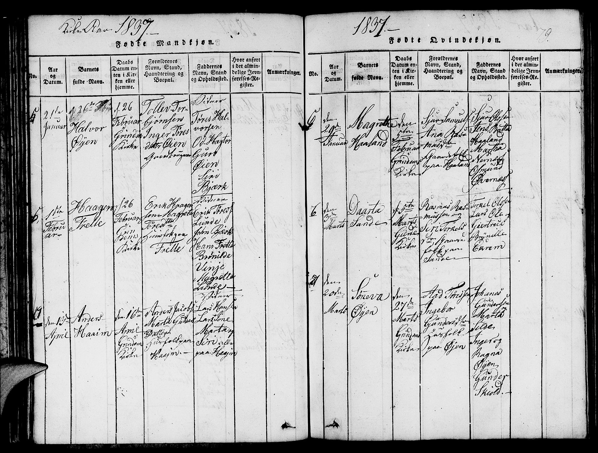 Etne sokneprestembete, AV/SAB-A-75001/H/Hab: Klokkerbok nr. C 1, 1816-1841, s. 79