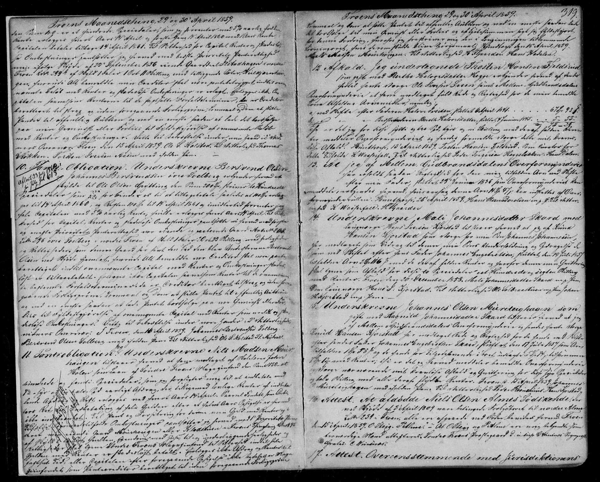Mellom-Gudbrandsdal sorenskriveri, AV/SAH-TING-038/H/Hb/L0003/0002: Pantebok nr. 3b, 1859-1862, s. 319