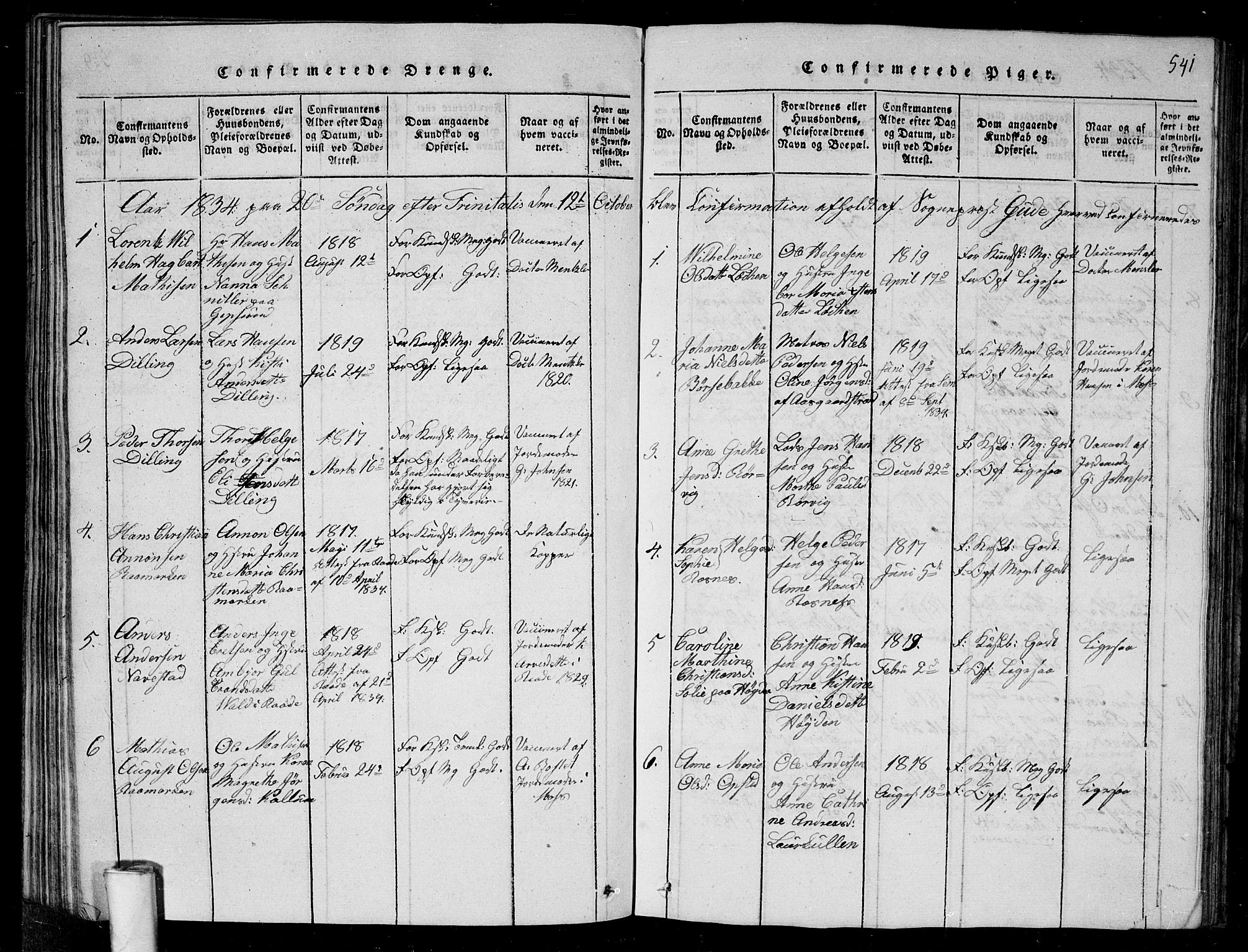 Rygge prestekontor Kirkebøker, AV/SAO-A-10084b/G/Ga/L0001: Klokkerbok nr. 1, 1814-1871, s. 540-541