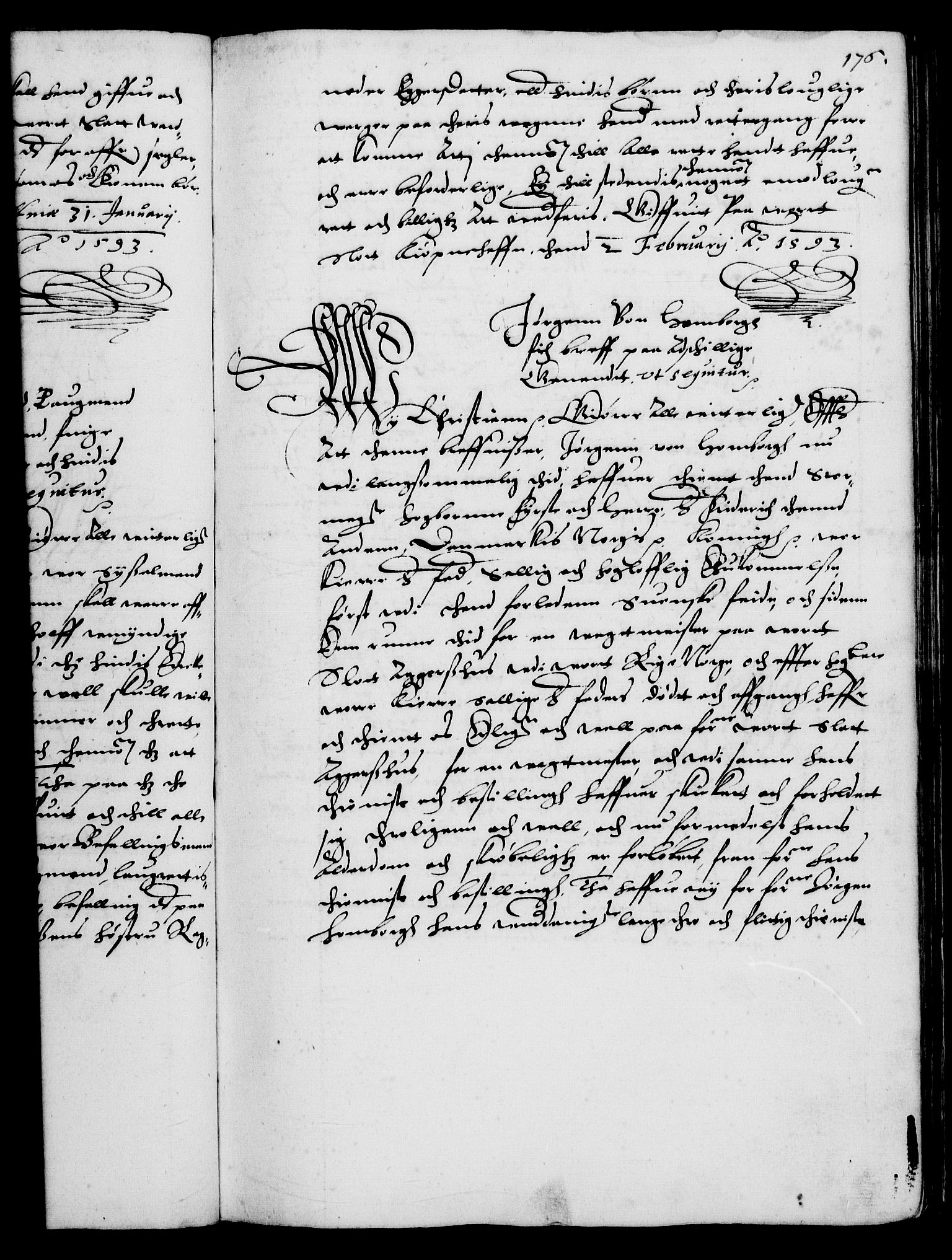 Danske Kanselli 1572-1799, RA/EA-3023/F/Fc/Fca/Fcaa/L0002: Norske registre (mikrofilm), 1588-1596, s. 176a