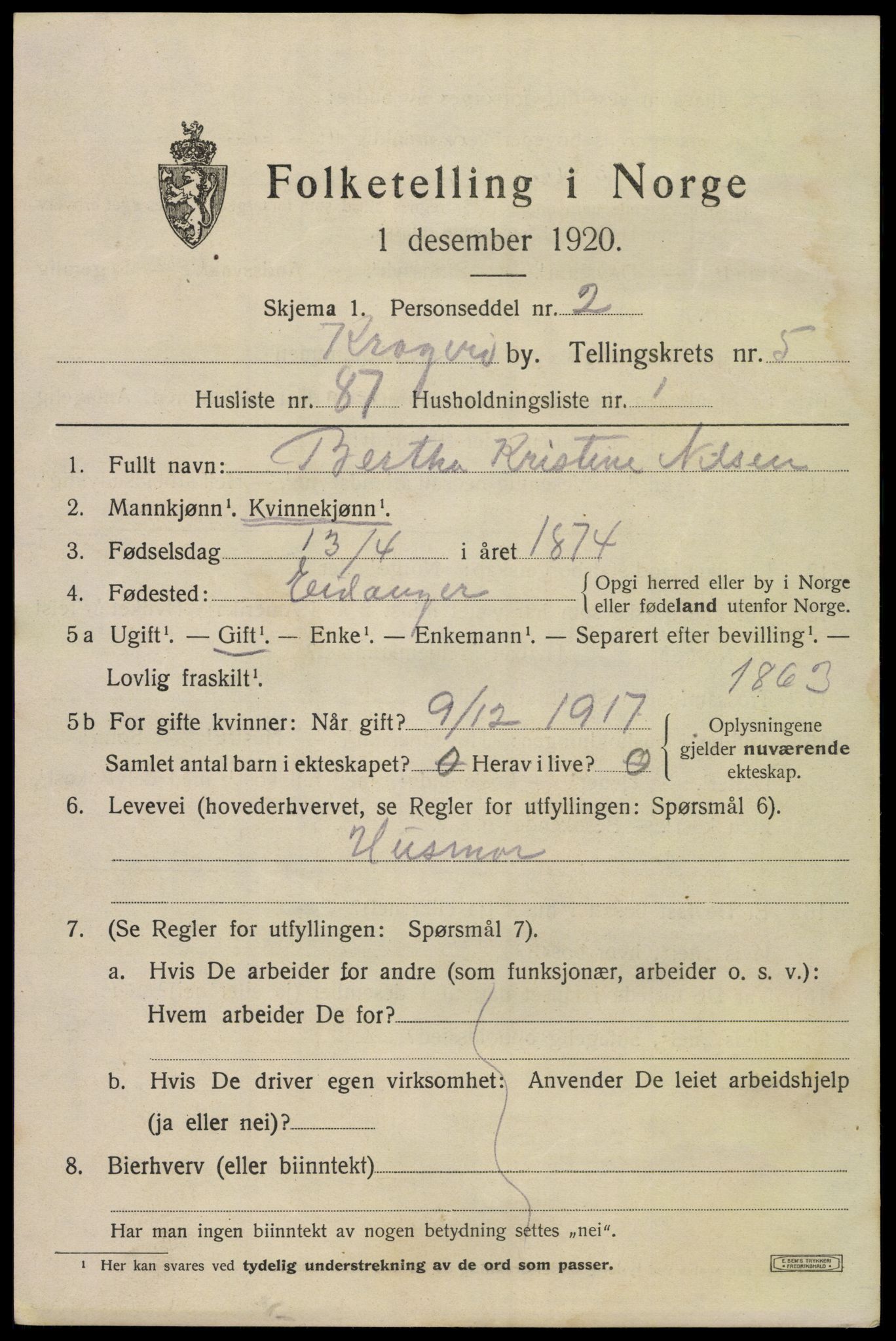 SAKO, Folketelling 1920 for 0801 Kragerø kjøpstad, 1920, s. 9053