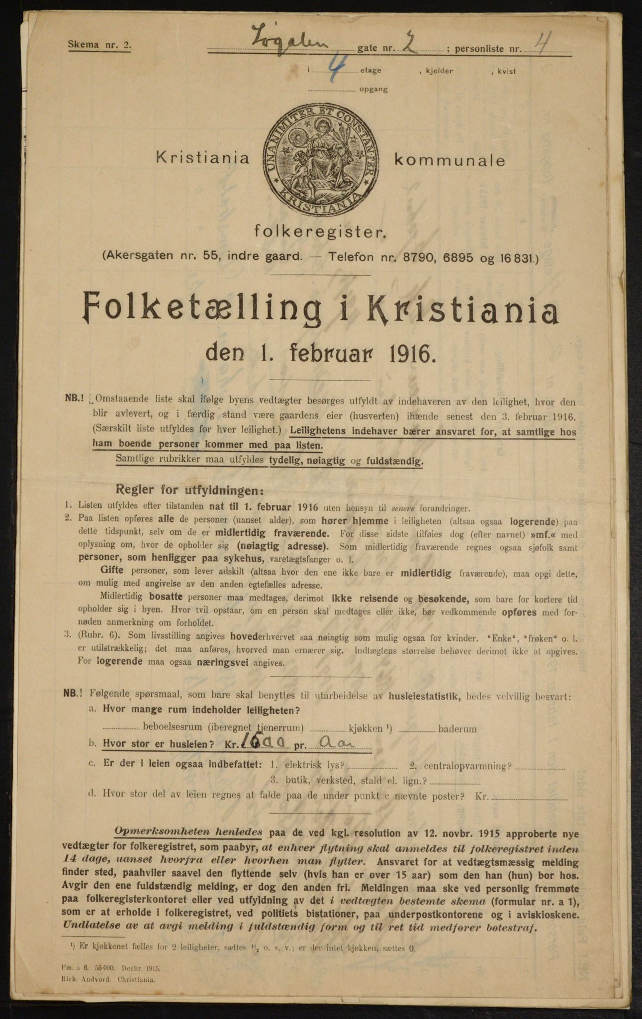 OBA, Kommunal folketelling 1.2.1916 for Kristiania, 1916, s. 97544