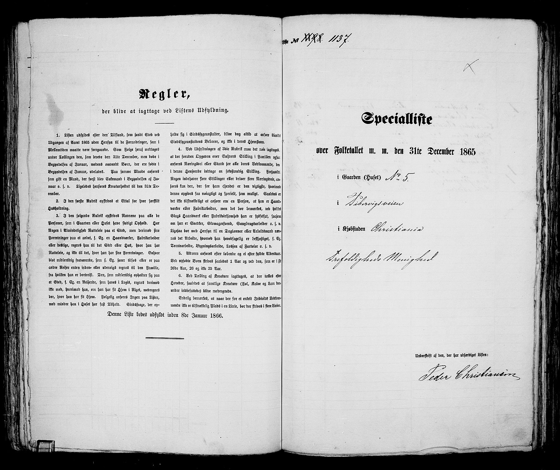 RA, Folketelling 1865 for 0301 Kristiania kjøpstad, 1865, s. 2559