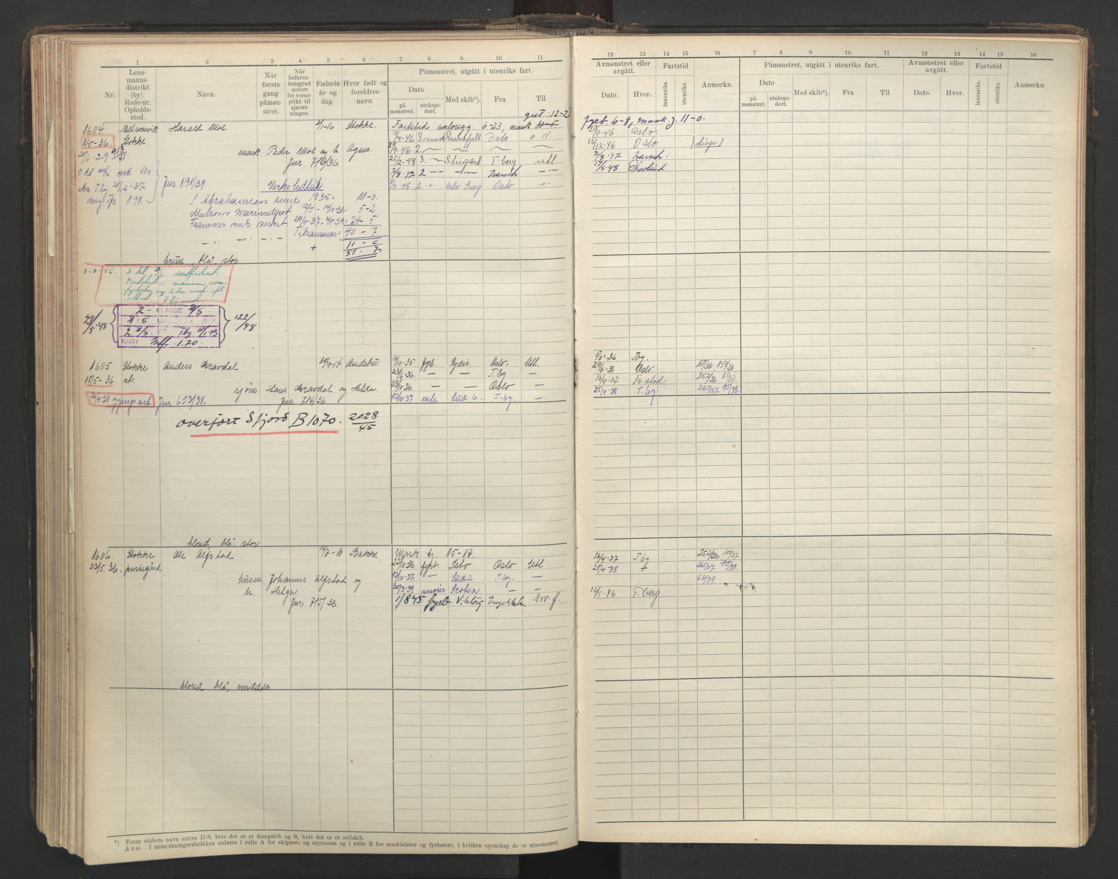 Tønsberg innrulleringskontor, SAKO/A-786/F/Fe/L0003: Maskinist- og fyrbøterrulle Patent nr. 111-1734, 1924-1937, s. 213