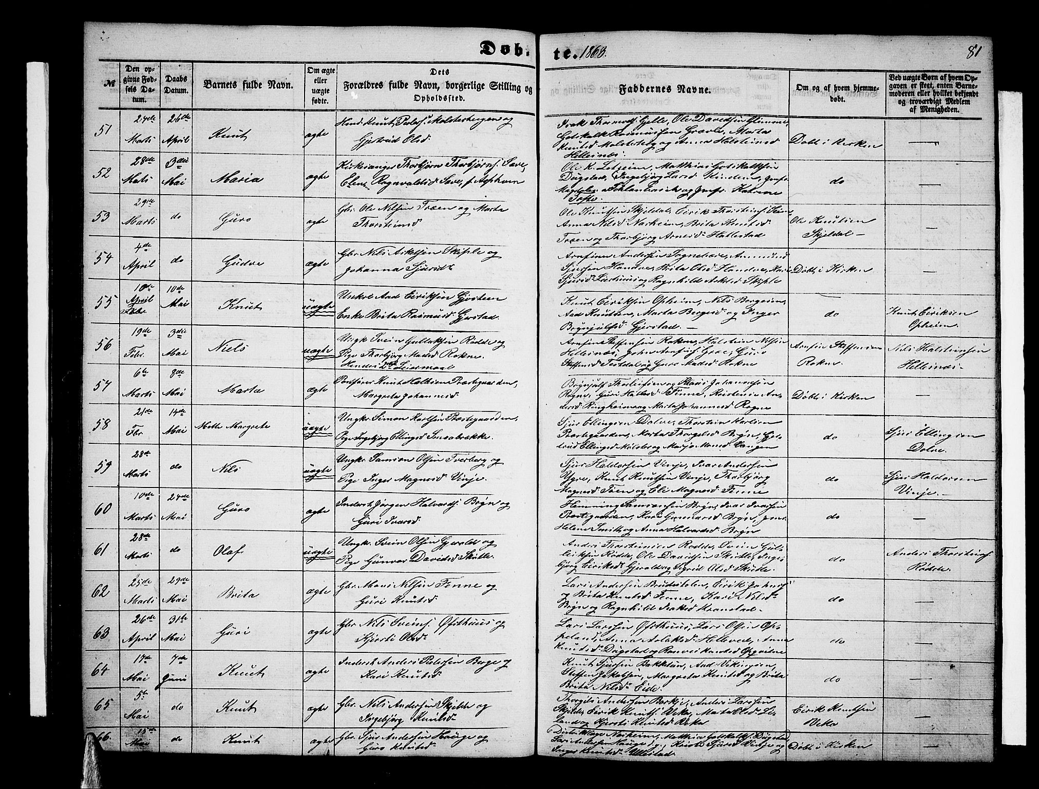 Voss sokneprestembete, AV/SAB-A-79001/H/Hab: Klokkerbok nr. B 1, 1855-1869, s. 81