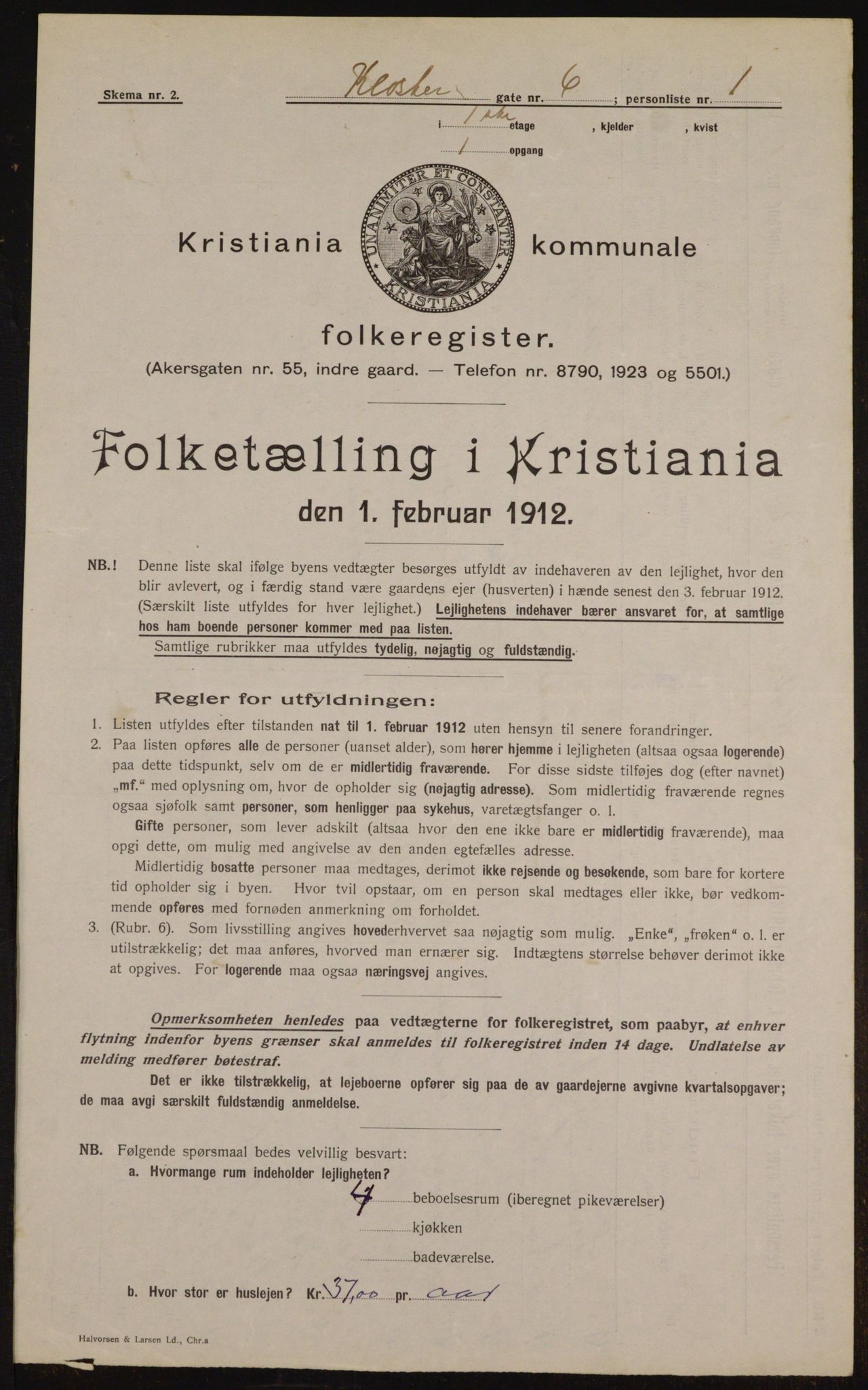 OBA, Kommunal folketelling 1.2.1912 for Kristiania, 1912, s. 52392