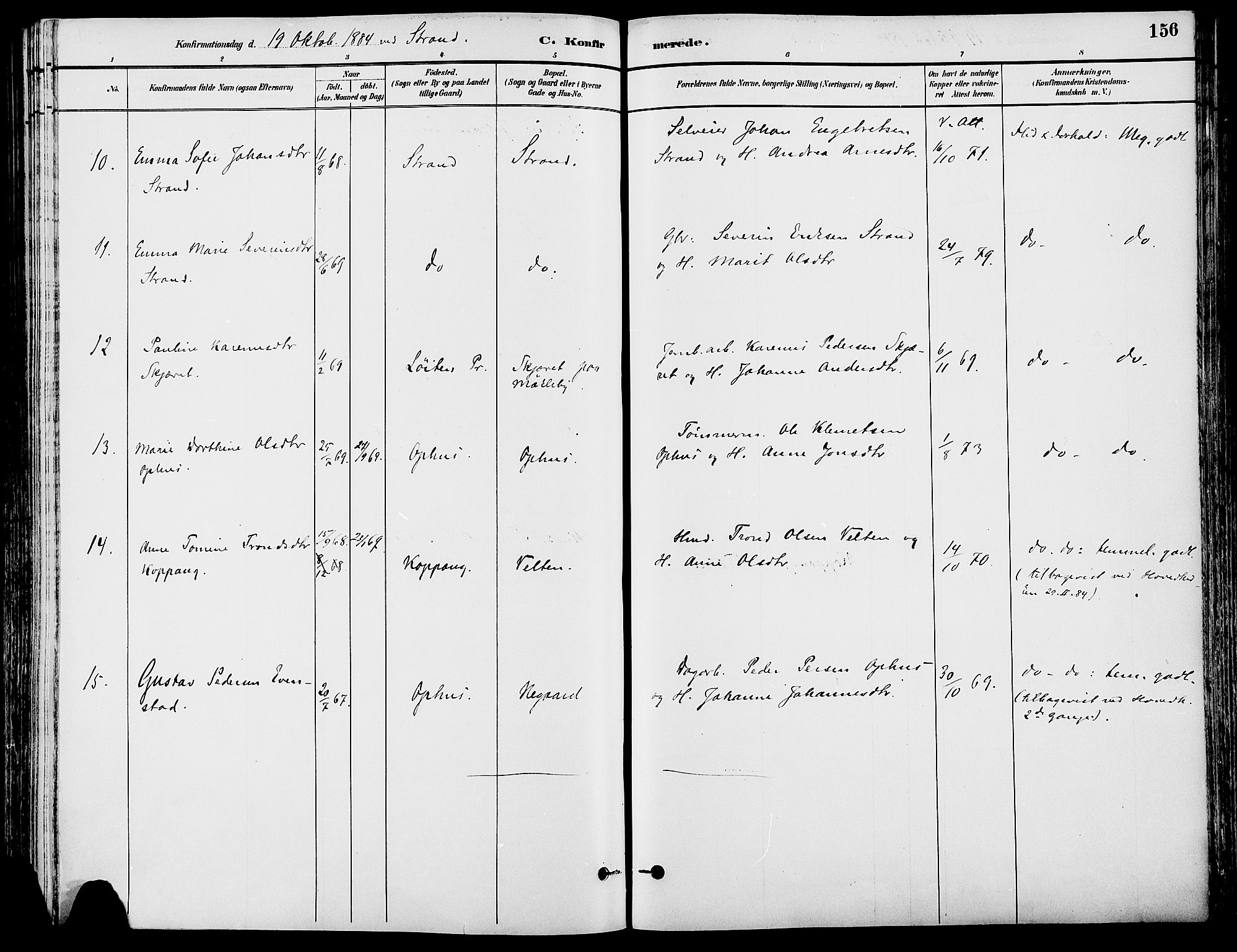 Stor-Elvdal prestekontor, AV/SAH-PREST-052/H/Ha/Haa/L0002: Ministerialbok nr. 2, 1882-1907, s. 156