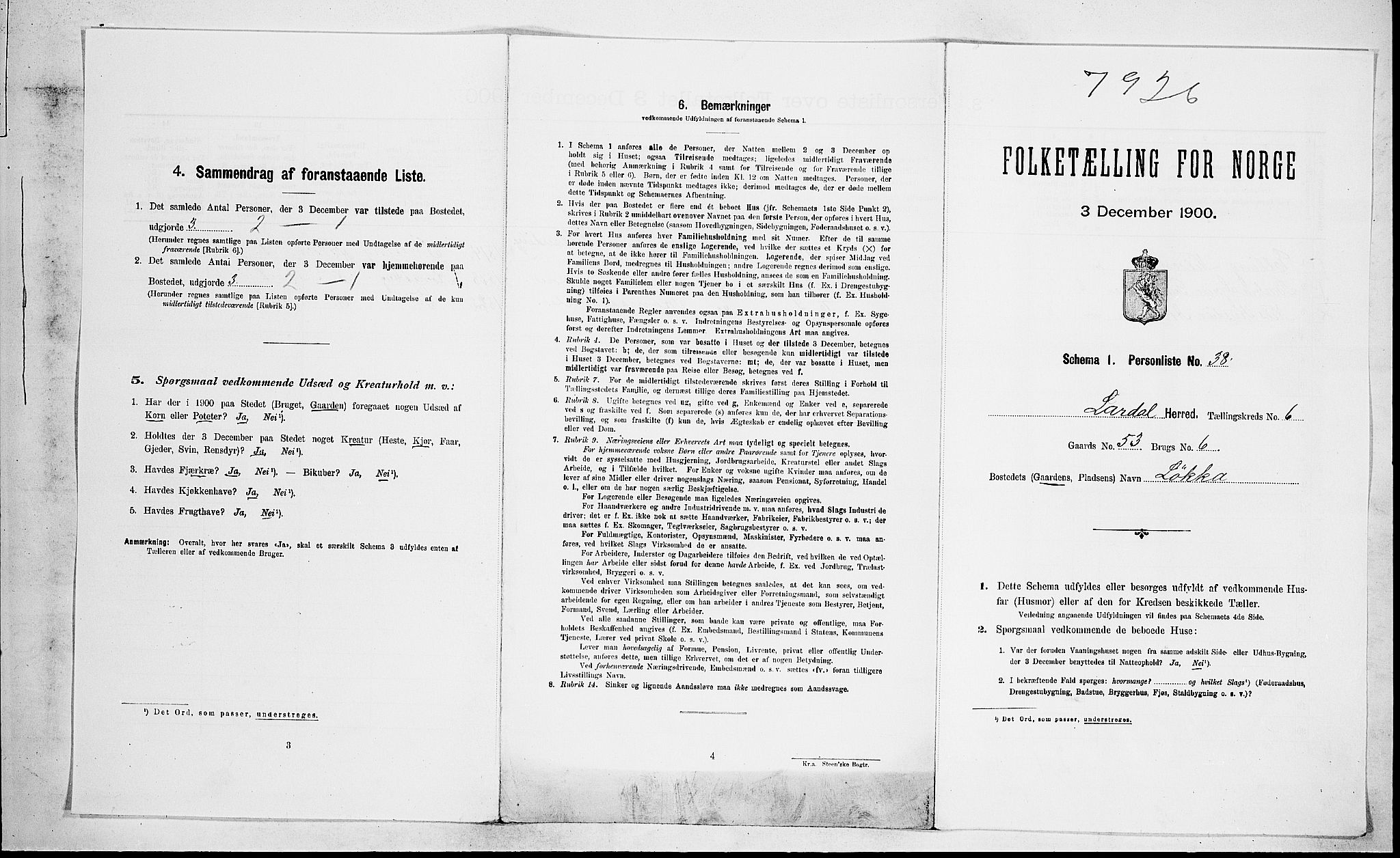 RA, Folketelling 1900 for 0728 Lardal herred, 1900, s. 879