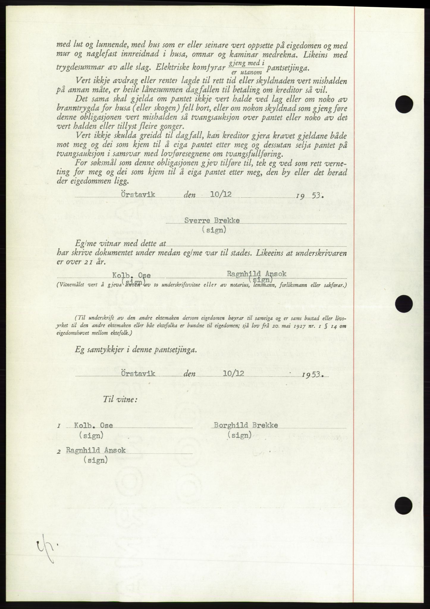 Søre Sunnmøre sorenskriveri, AV/SAT-A-4122/1/2/2C/L0124: Pantebok nr. 12B, 1953-1954, Dagboknr: 277/1954