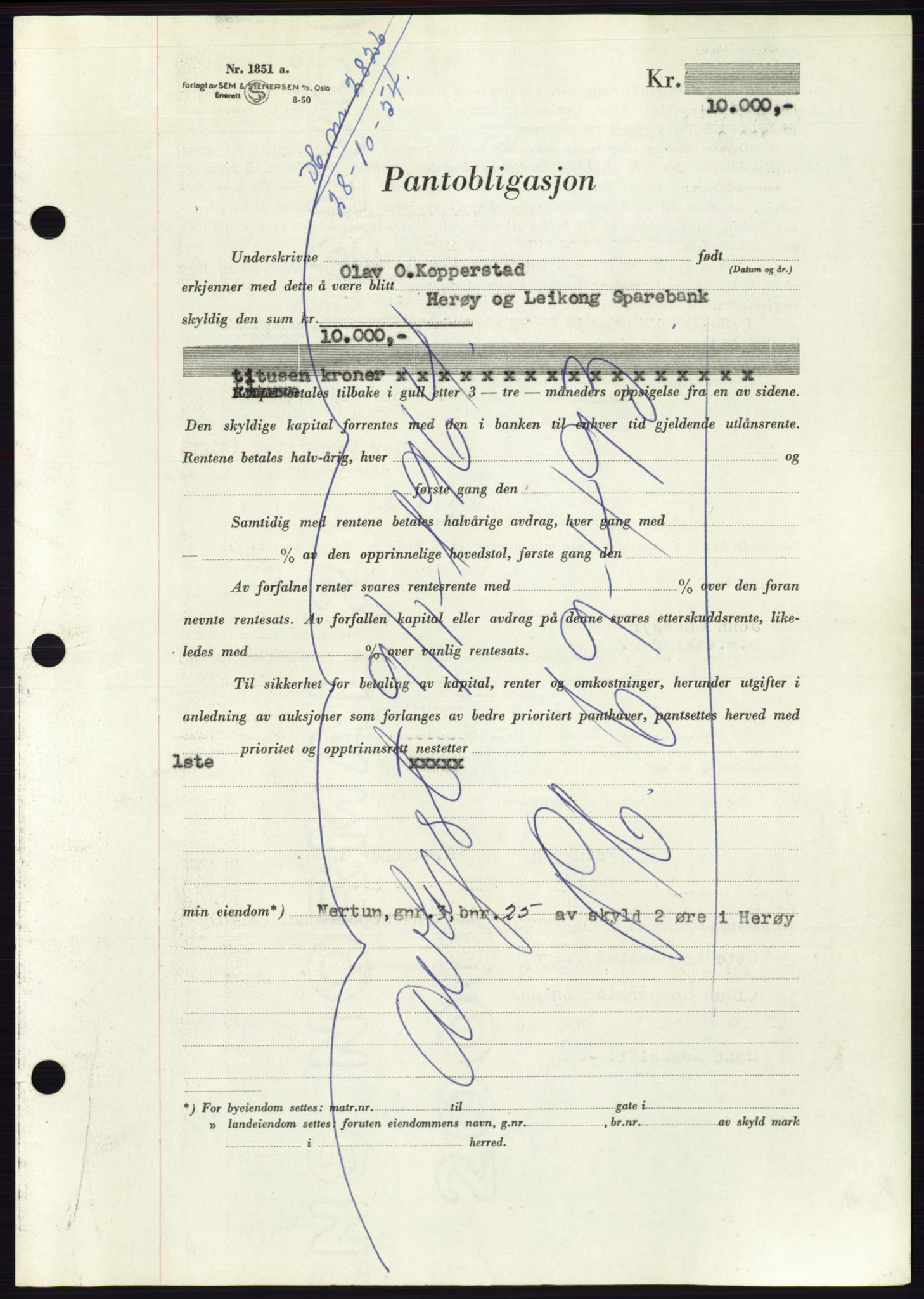 Søre Sunnmøre sorenskriveri, AV/SAT-A-4122/1/2/2C/L0126: Pantebok nr. 14B, 1954-1955, Dagboknr: 2826/1954
