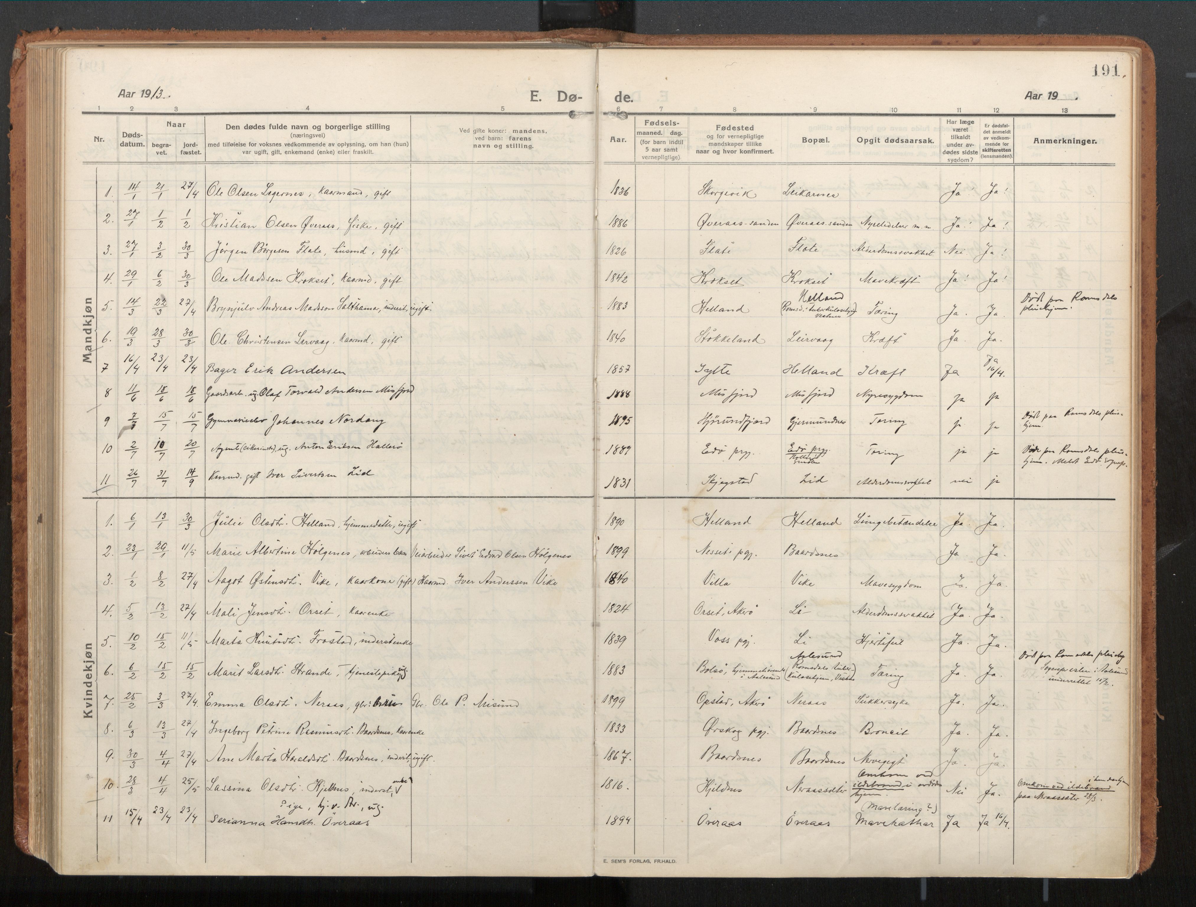 Ministerialprotokoller, klokkerbøker og fødselsregistre - Møre og Romsdal, AV/SAT-A-1454/539/L0534a: Ministerialbok nr. 539A08, 1912-1935, s. 191