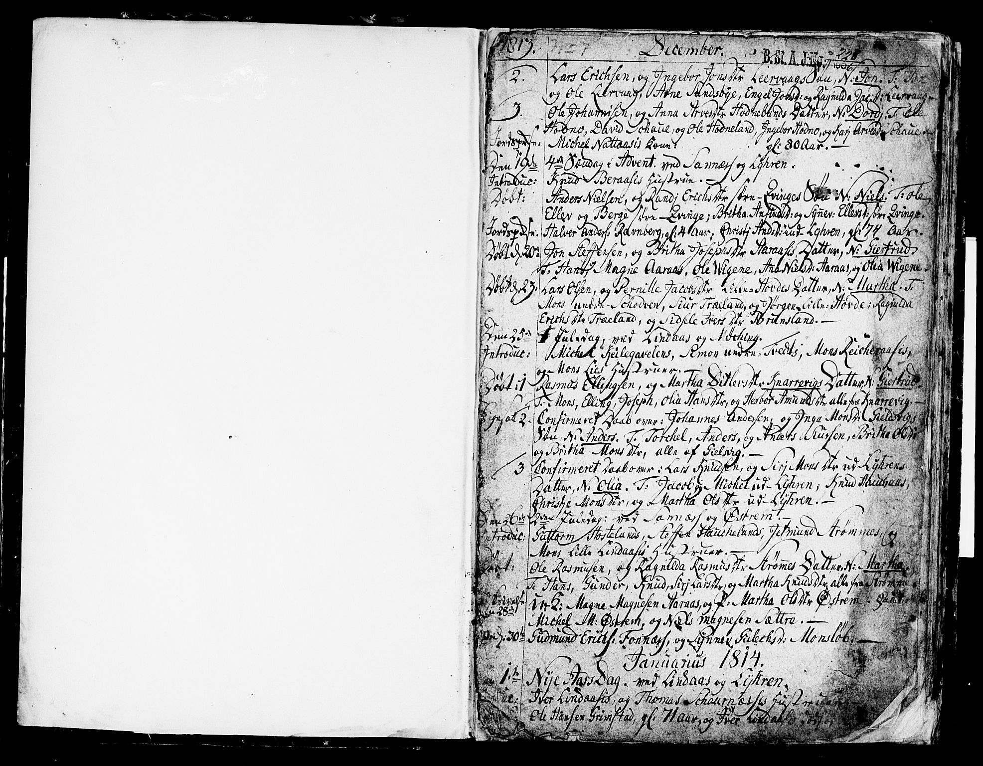 Lindås Sokneprestembete, SAB/A-76701/H/Haa: Ministerialbok nr. A 6, 1813-1823, s. 1