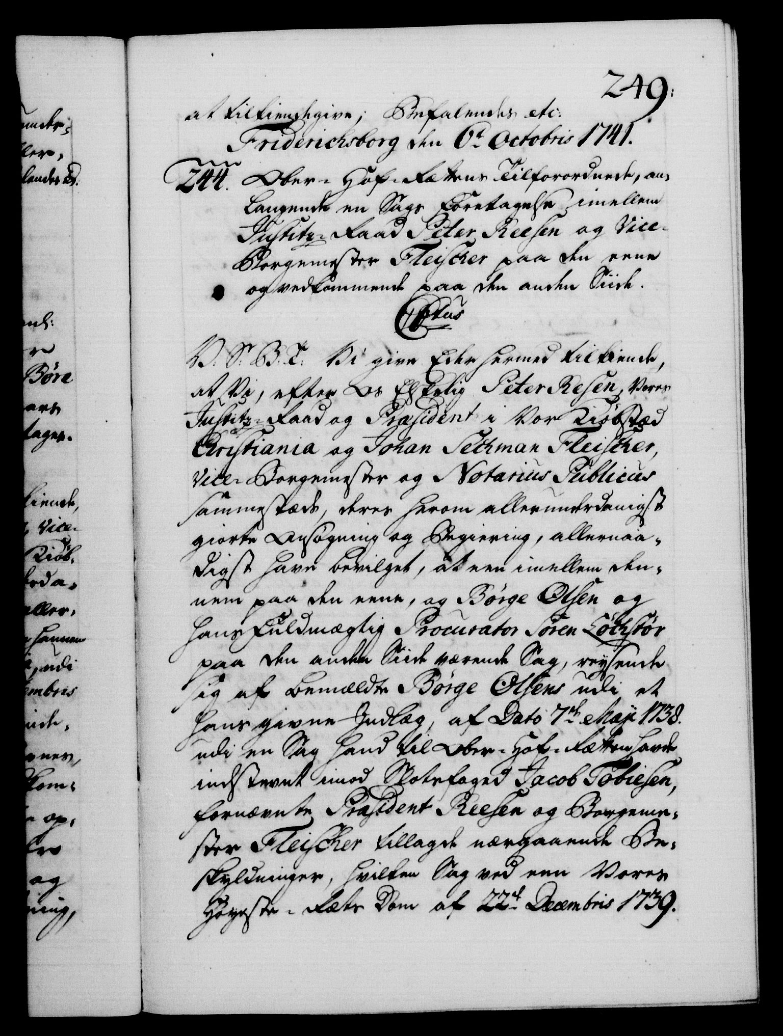 Danske Kanselli 1572-1799, AV/RA-EA-3023/F/Fc/Fca/Fcab/L0029: Norske tegnelser, 1741-1743, s. 249a