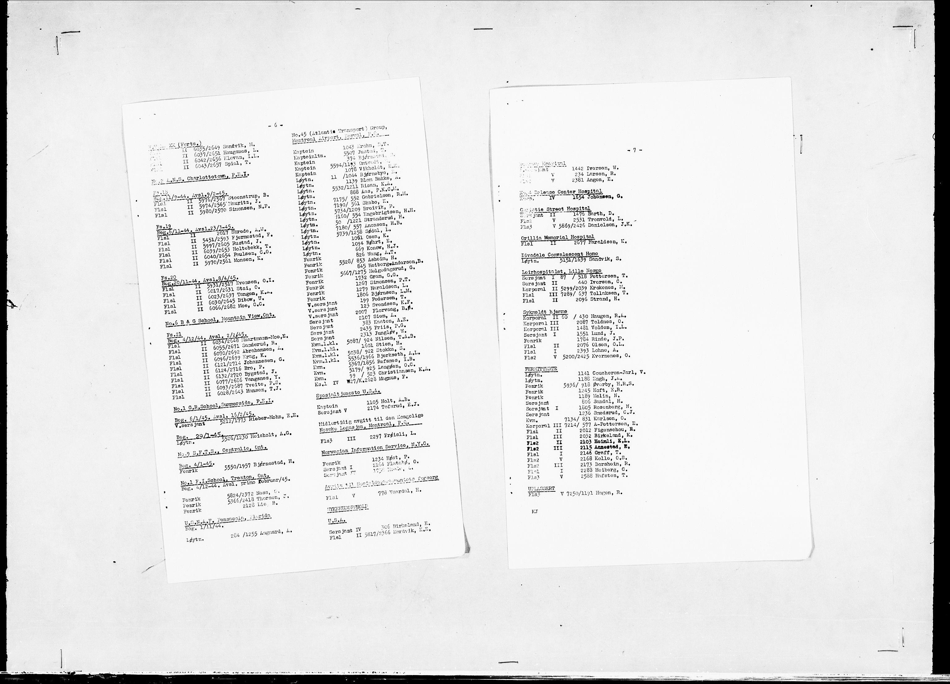 Forsvaret, Flyvåpnenes treningsleir 1940-1945, AV/RA-RAFA-3974/V/L0038: Ekspedisjonskontoret. 8. Personellkontoret, 1940-1945