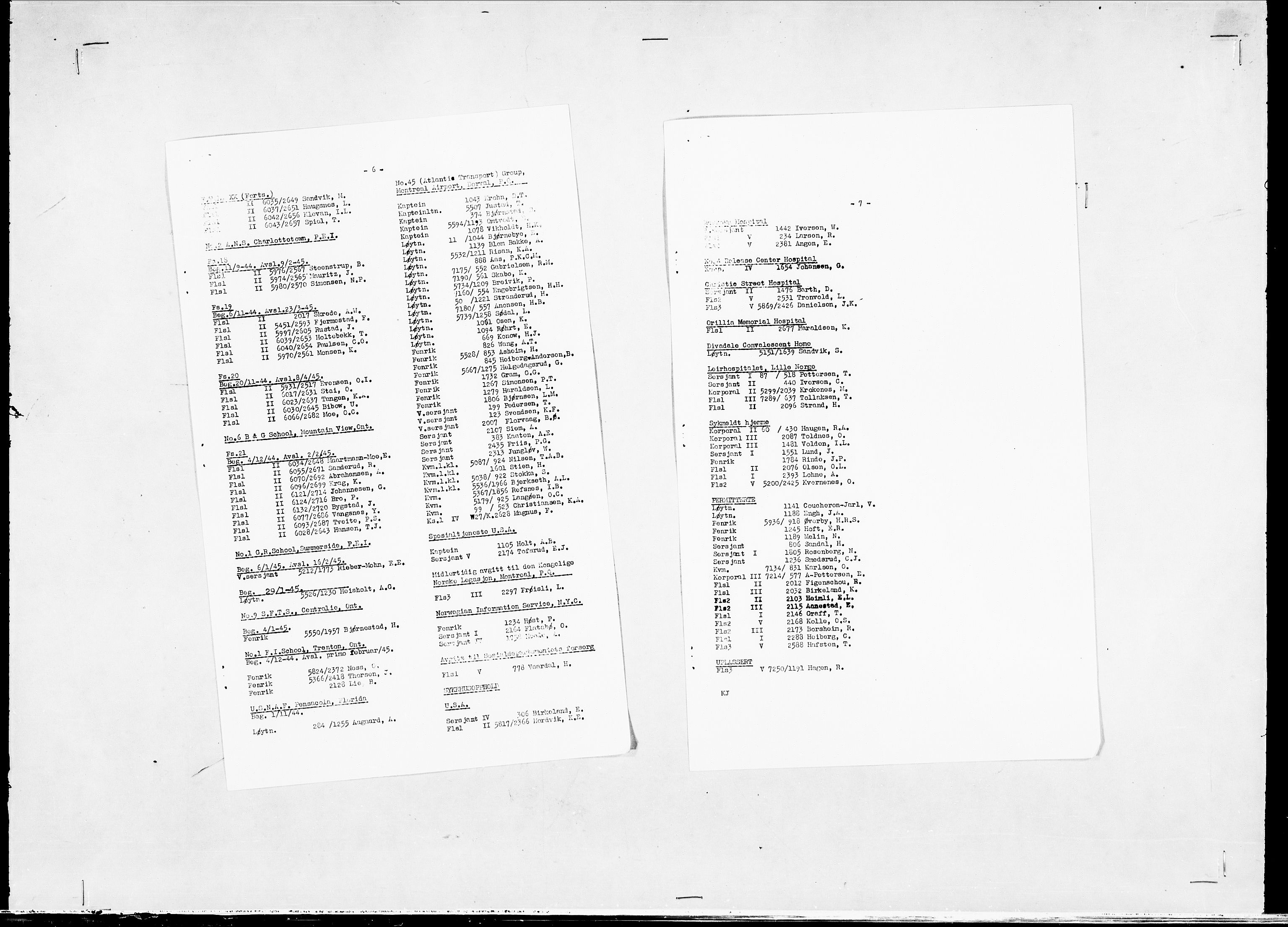 Forsvaret, Flyvåpnenes treningsleir 1940-1945, RA/RAFA-3974/V/L0038: Ekspedisjonskontoret. 8. Personellkontoret, 1940-1945