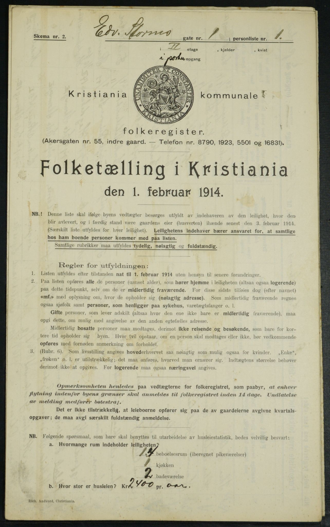 OBA, Kommunal folketelling 1.2.1914 for Kristiania, 1914, s. 18869