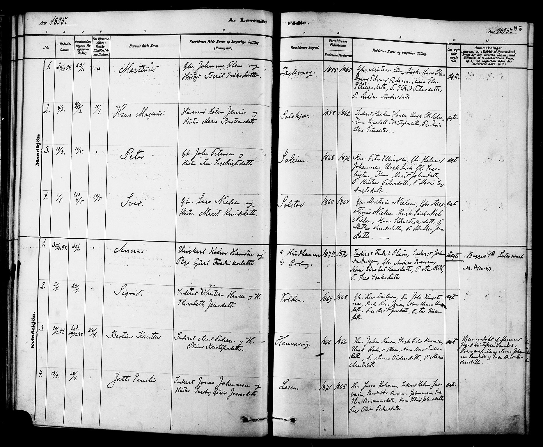 Ministerialprotokoller, klokkerbøker og fødselsregistre - Møre og Romsdal, AV/SAT-A-1454/577/L0896: Ministerialbok nr. 577A03, 1880-1898, s. 85
