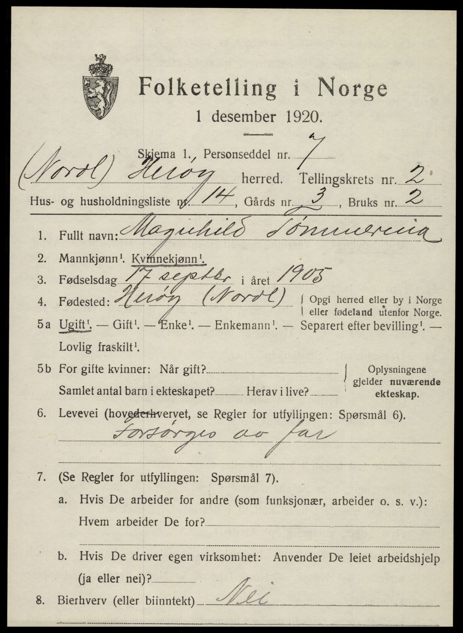 SAT, Folketelling 1920 for 1818 Herøy herred, 1920, s. 1488