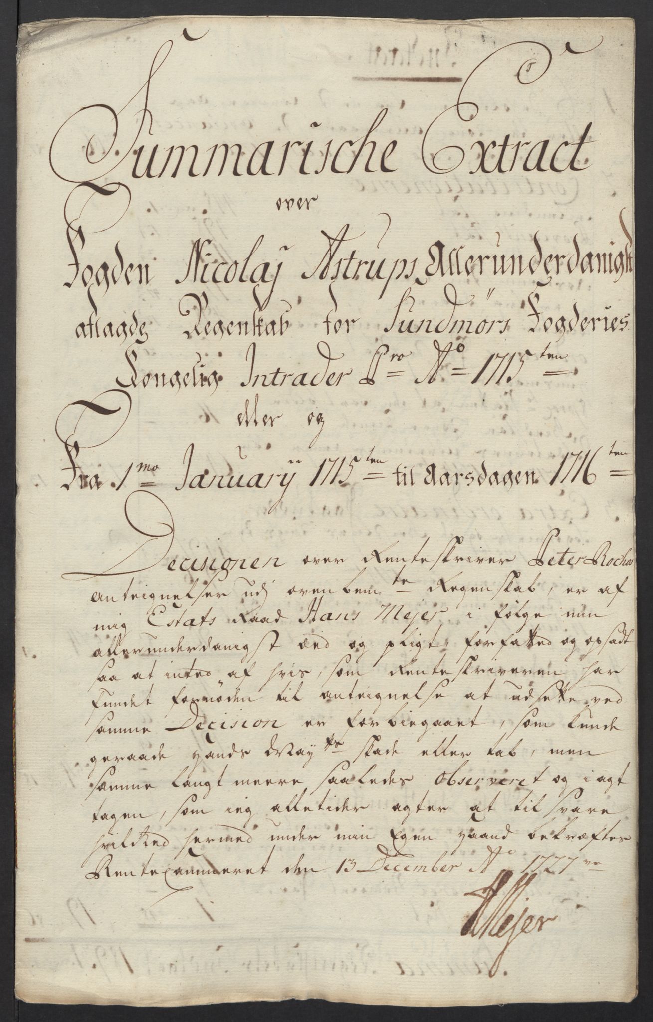 Rentekammeret inntil 1814, Reviderte regnskaper, Fogderegnskap, AV/RA-EA-4092/R54/L3567: Fogderegnskap Sunnmøre, 1715, s. 11