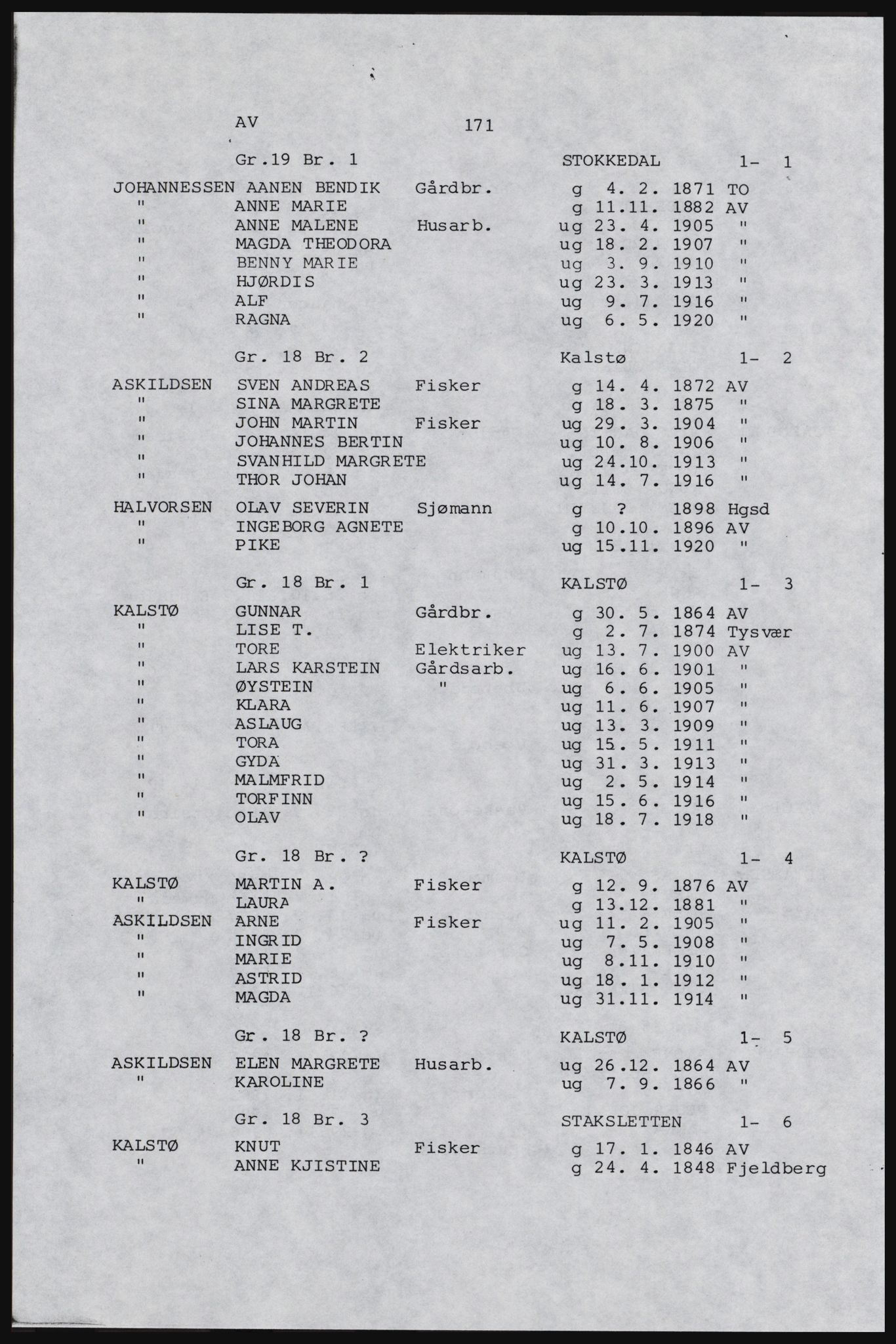 SAST, Avskrift av folketellingen 1920 for Karmøy, 1920, s. 189