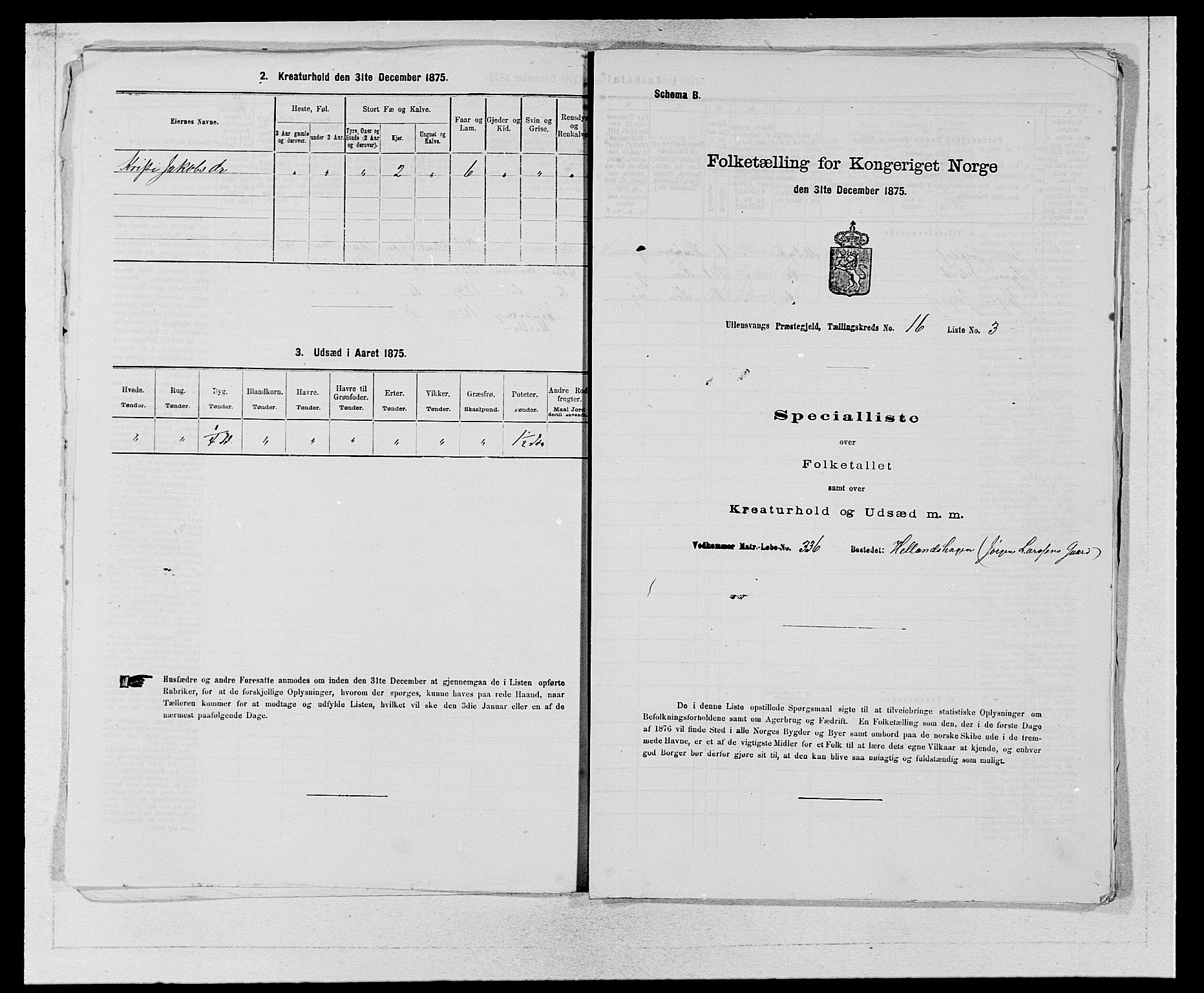 SAB, Folketelling 1875 for 1230P Ullensvang prestegjeld, 1875, s. 1594